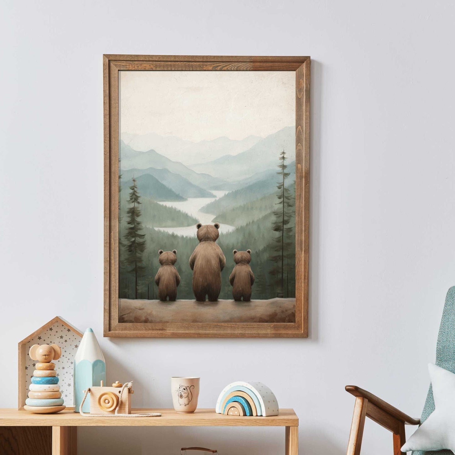 Bear Nursery Wall Art, Bear Family Print, Adventure Kids Room Decor - WildfieldPrints