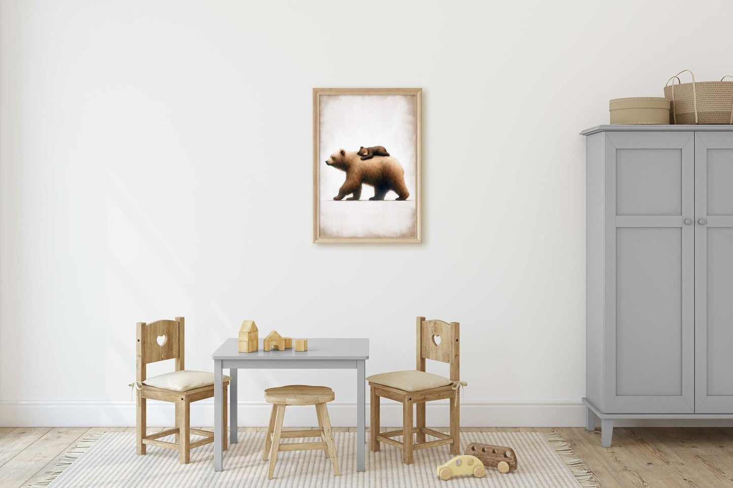 Bear Nursery Wall Art, Forest Animal Decor, Cute Bear Print, Rustic Style - WildfieldPrints