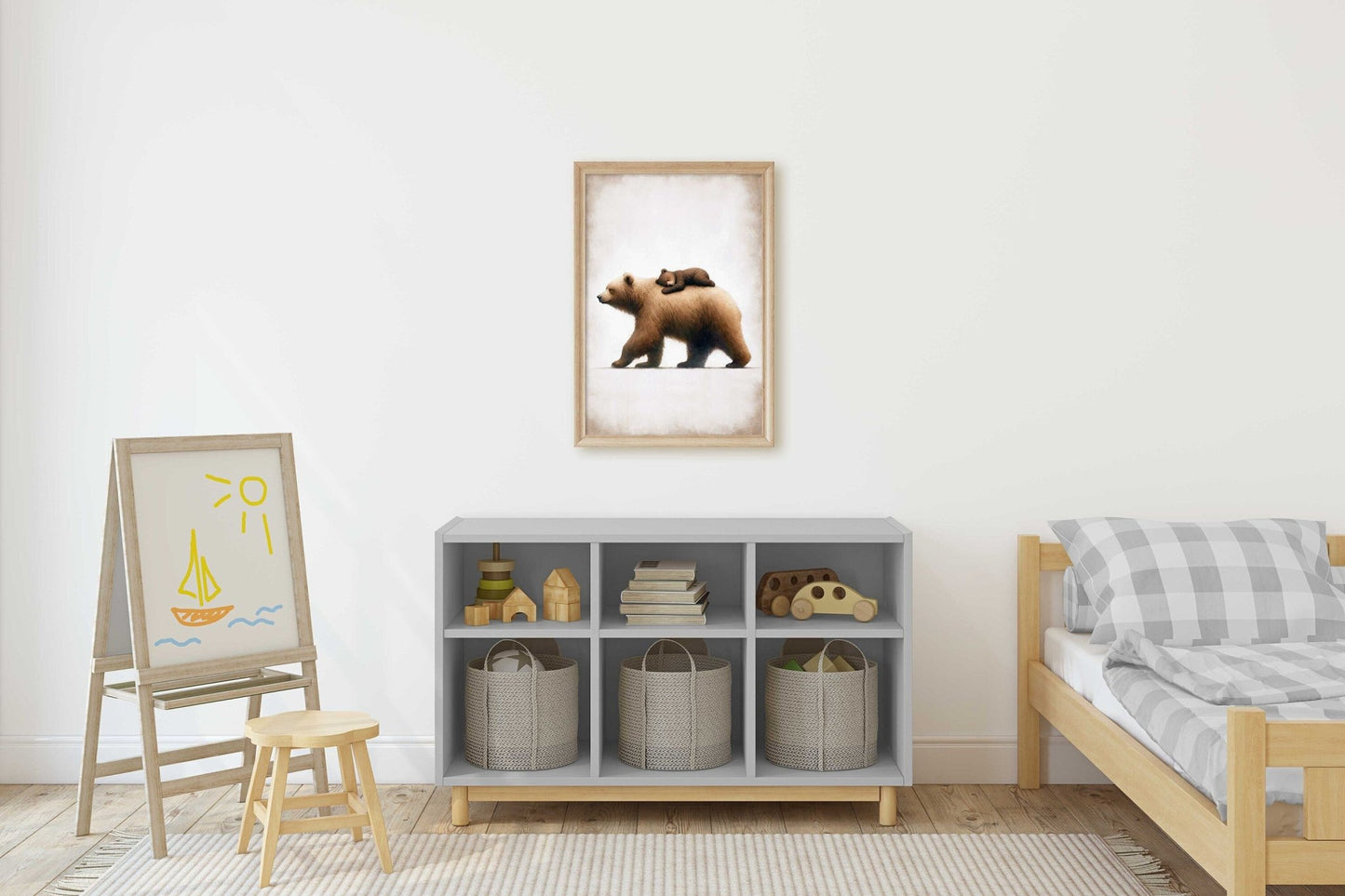 Bear Nursery Wall Art, Forest Animal Decor, Cute Bear Print, Rustic Style - WildfieldPrints