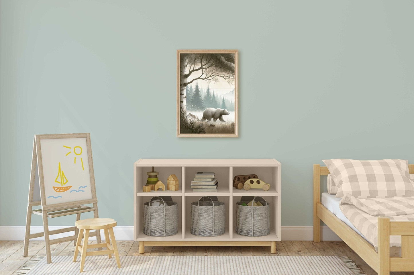Bear Print, Rustic Nature Wall Decor, Vintage Animal Art - WildfieldPrints