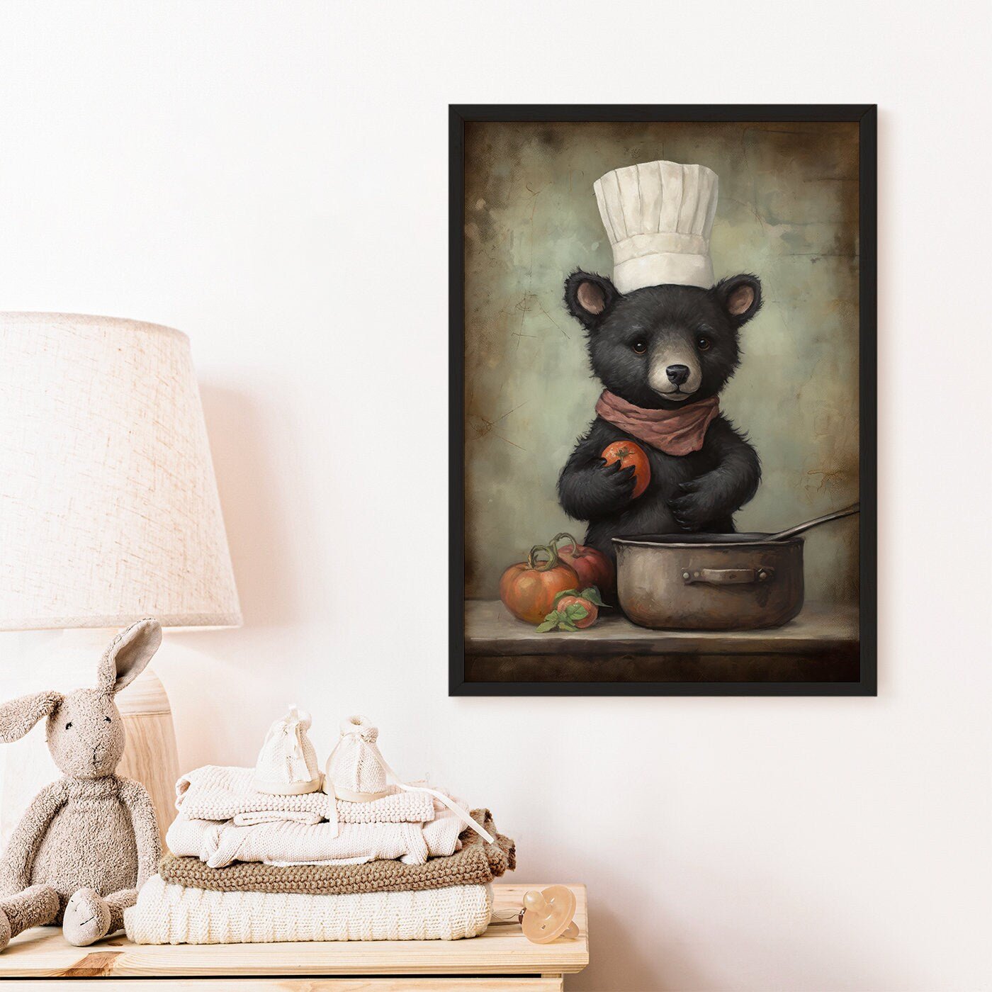 Bear Wall Art, Black Bear Print, Funny Kids Room Decor, Forest Theme - WildfieldPrints