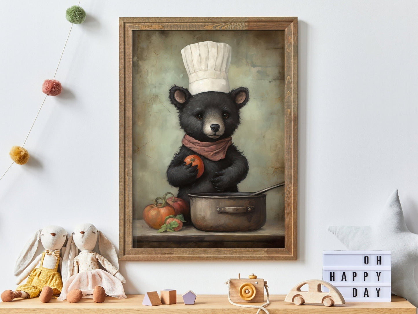 Bear Wall Art, Black Bear Print, Funny Kids Room Decor, Forest Theme - WildfieldPrints