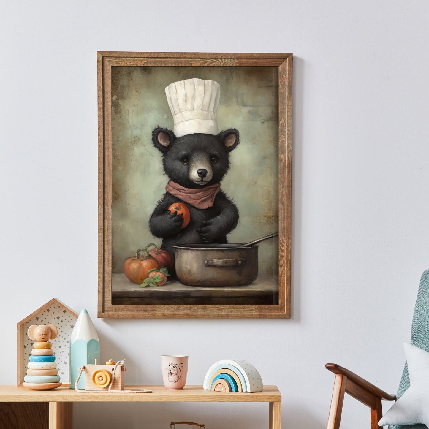 Bear Wall Art, Black Bear Print, Funny Kids Room Decor, Forest Theme - WildfieldPrints