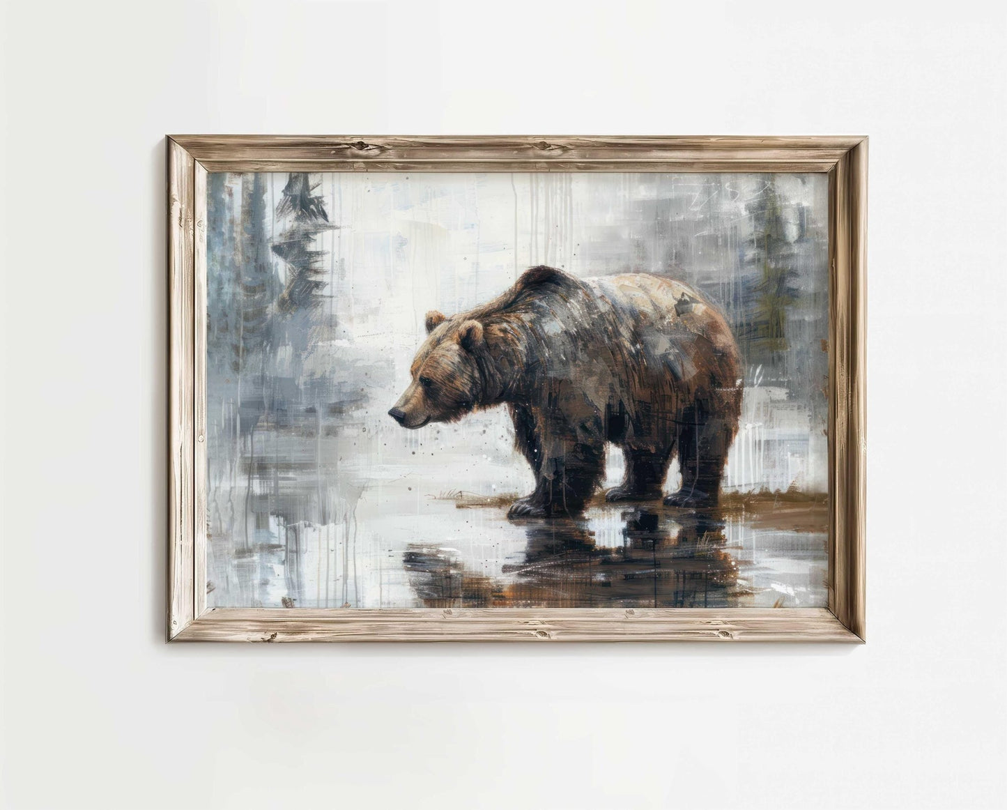 Bear Wall Art, Brown Bear Print, Rustic Forest Decor, Woodland Nursery - WildfieldPrints