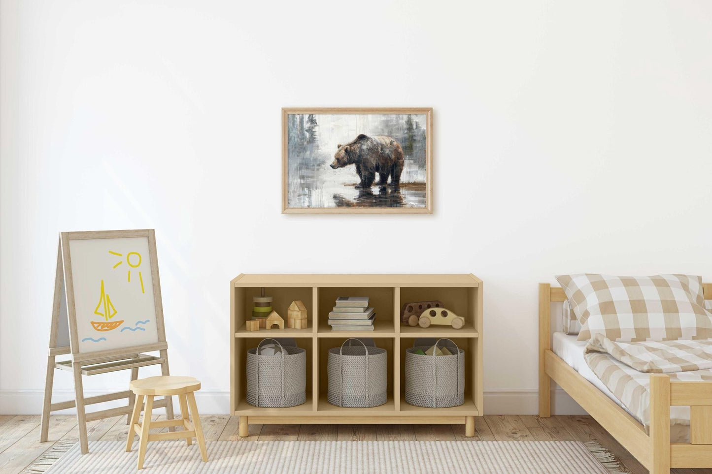 Bear Wall Art, Brown Bear Print, Rustic Forest Decor, Woodland Nursery - WildfieldPrints