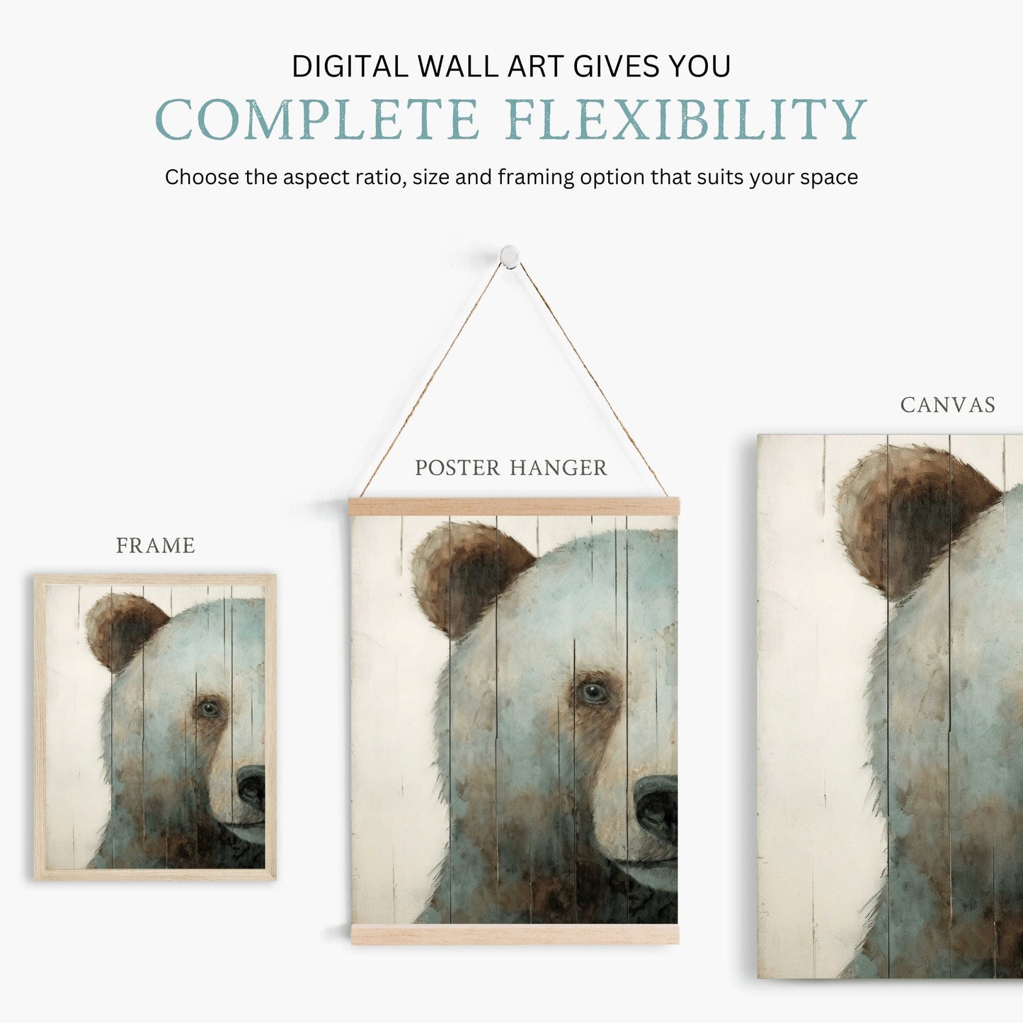 Bear Wall Art, Rustic Animal Print, Nursery Decor - WildfieldPrints