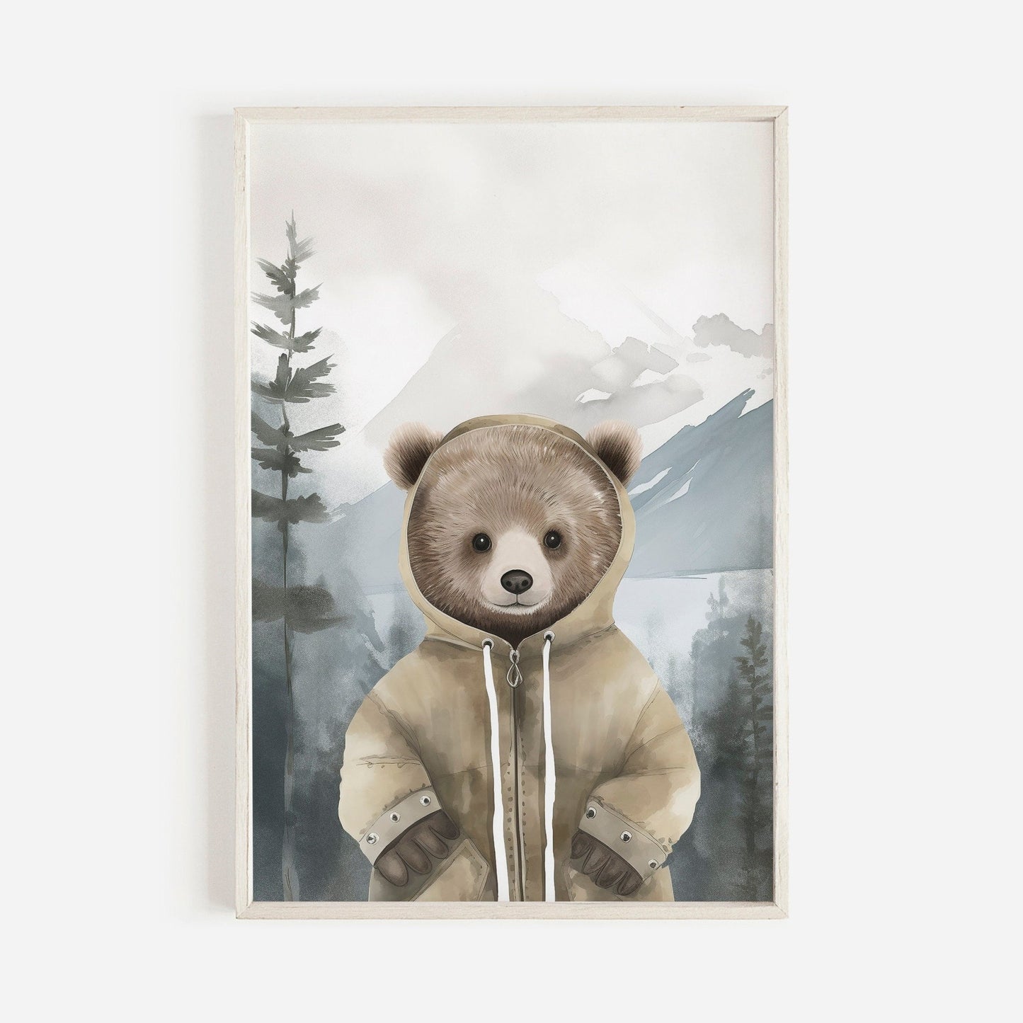 Bear Wall Art, Vintage Watercolor Decor, Cute Nursery Animal Print - WildfieldPrints