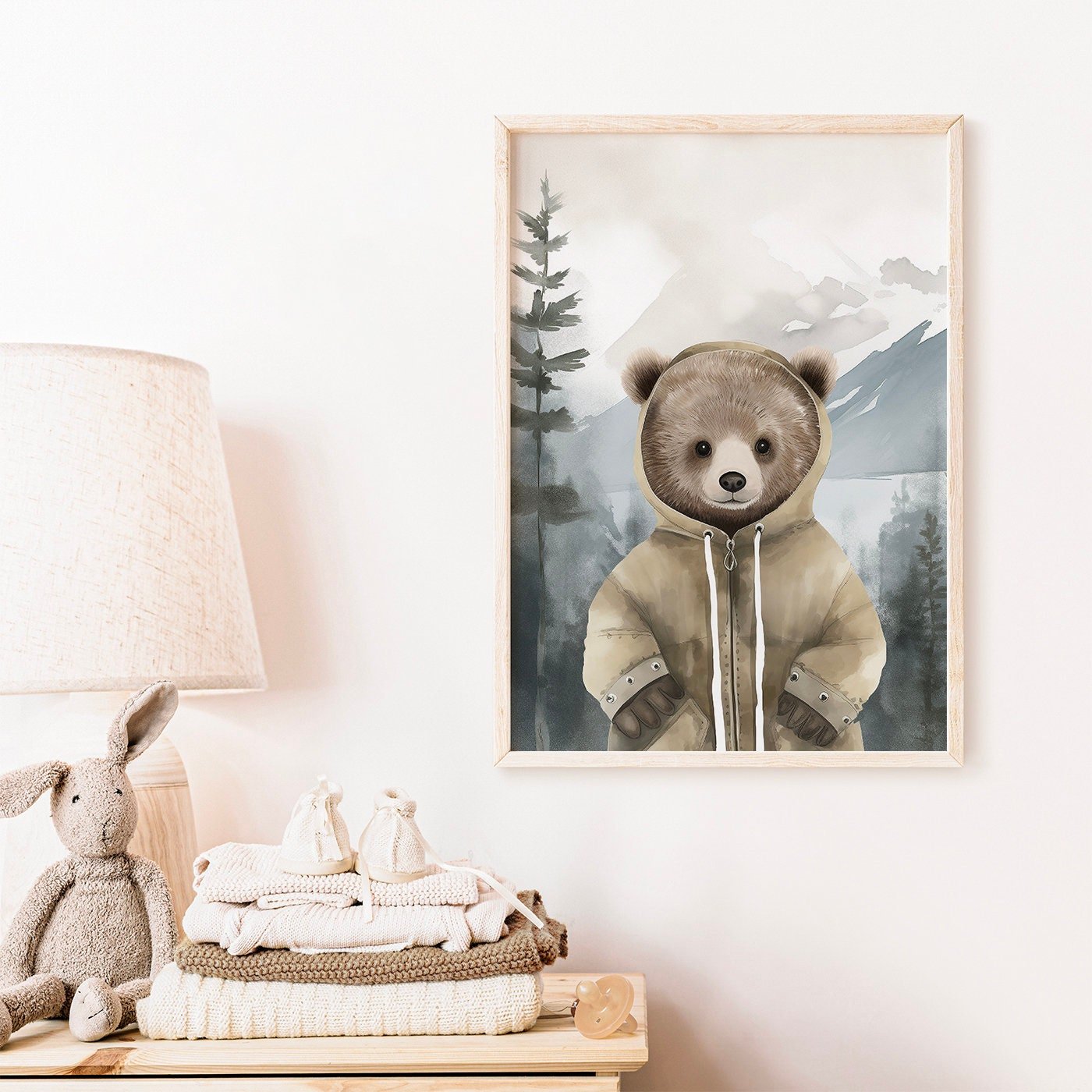 Bear Wall Art, Vintage Watercolor Decor, Cute Nursery Animal Print - WildfieldPrints