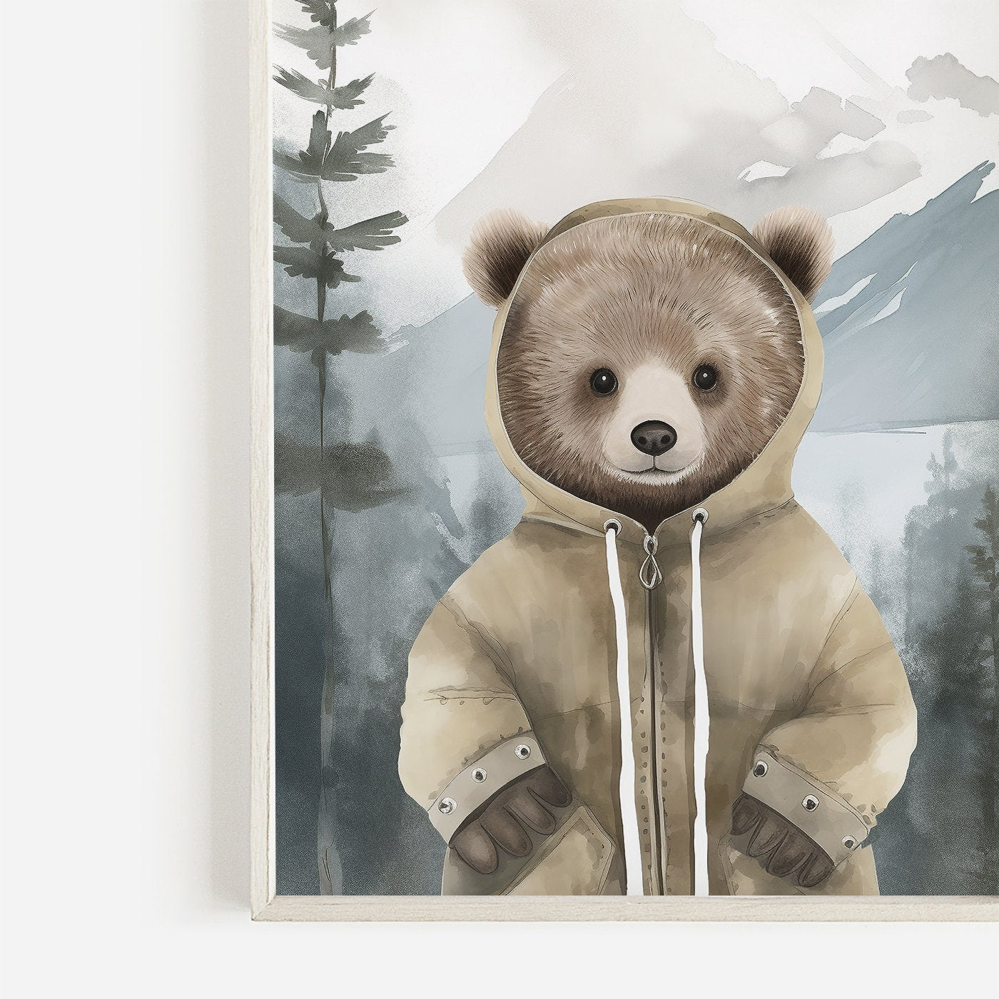 Bear Wall Art, Vintage Watercolor Decor, Cute Nursery Animal Print - WildfieldPrints