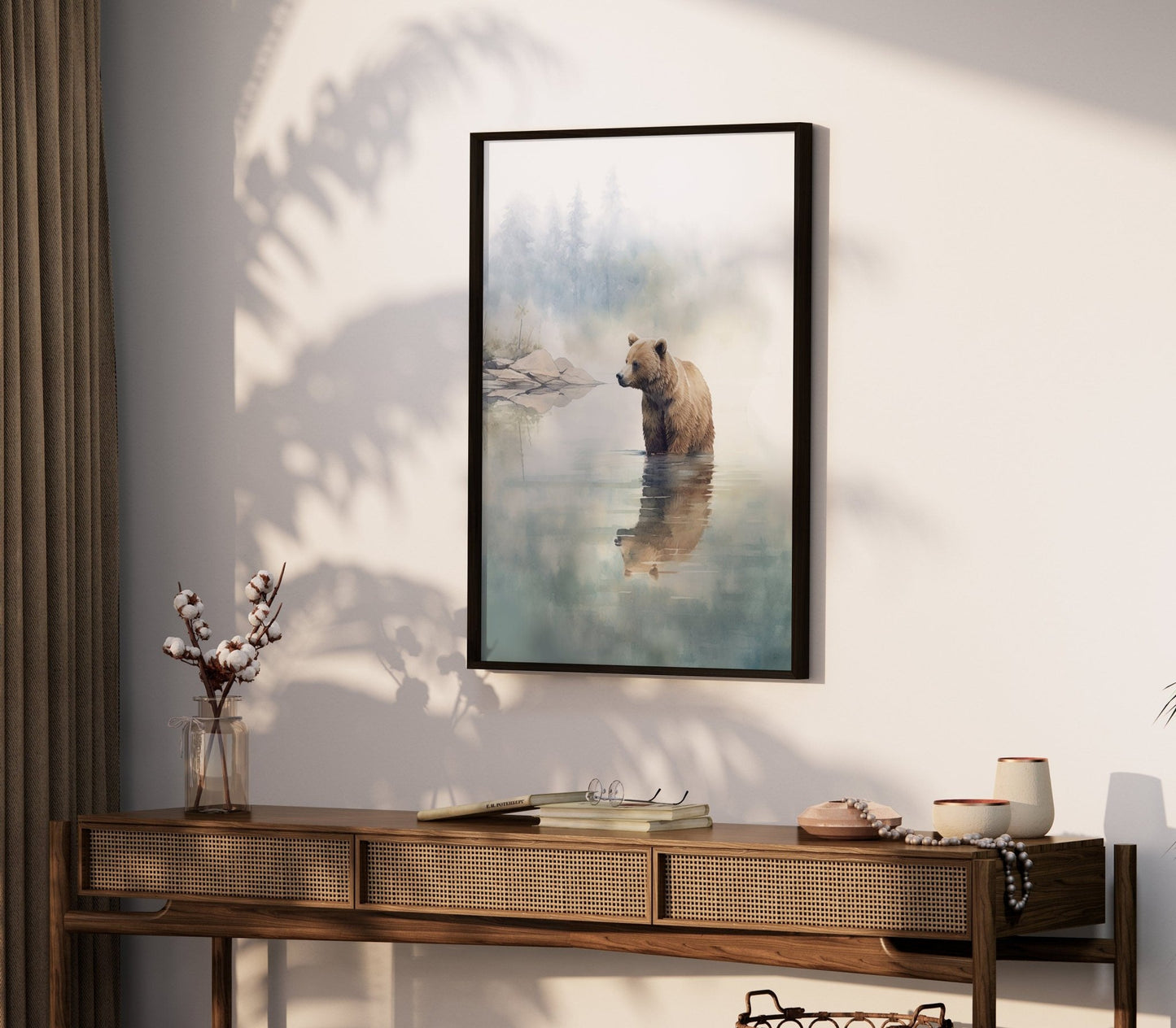 Bear Wall Art, Watercolor Animal Print, Rustic Cabin Decor - WildfieldPrints