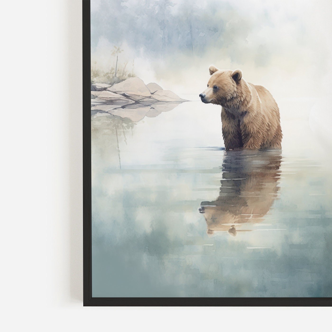 Bear Wall Art, Watercolor Animal Print, Rustic Cabin Decor - WildfieldPrints