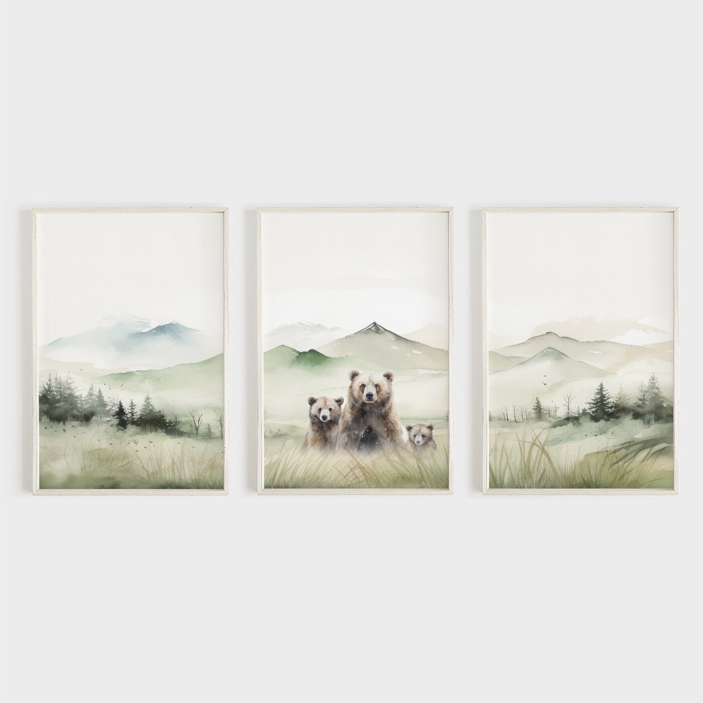 Bear Watercolor Art, Woodland Animal Prints, Nature - Inspired Decor - WildfieldPrints