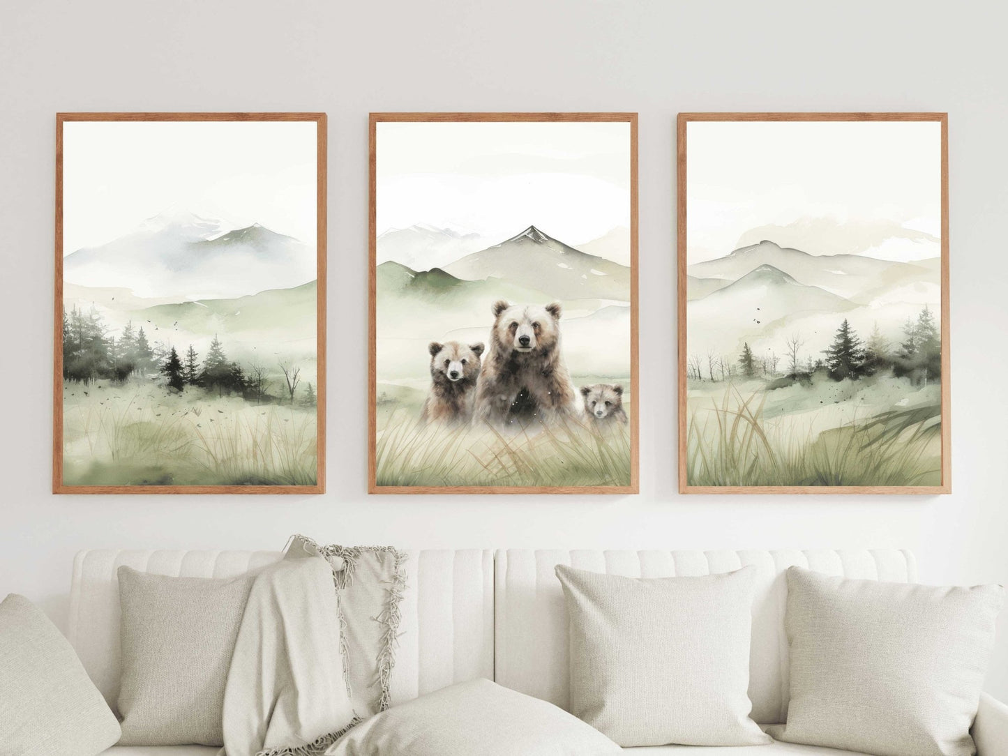 Bear Watercolor Art, Woodland Animal Prints, Nature - Inspired Decor - WildfieldPrints