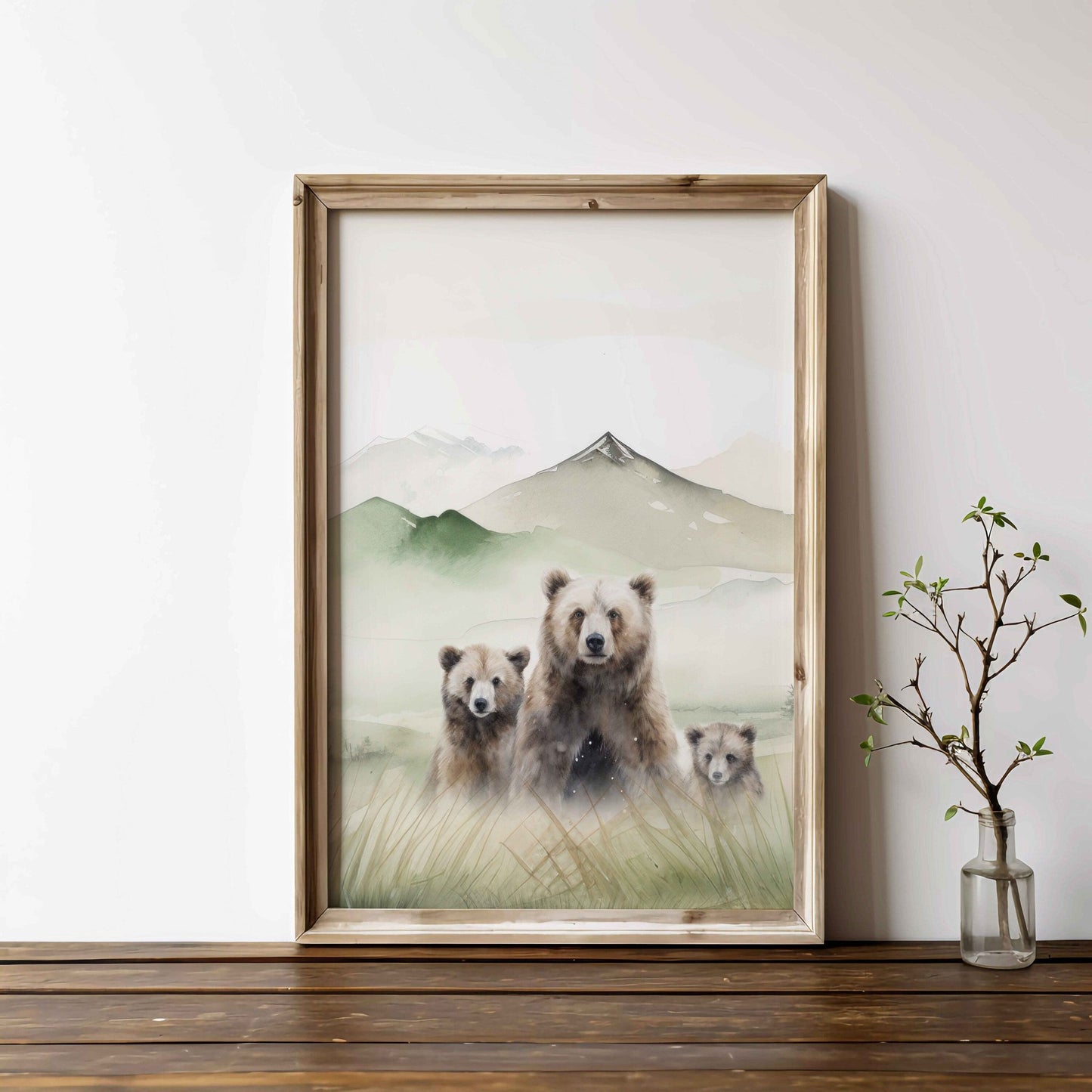 Bear Watercolor Prints, Woodland Animals Decor, Nursery Wall Art - WildfieldPrints