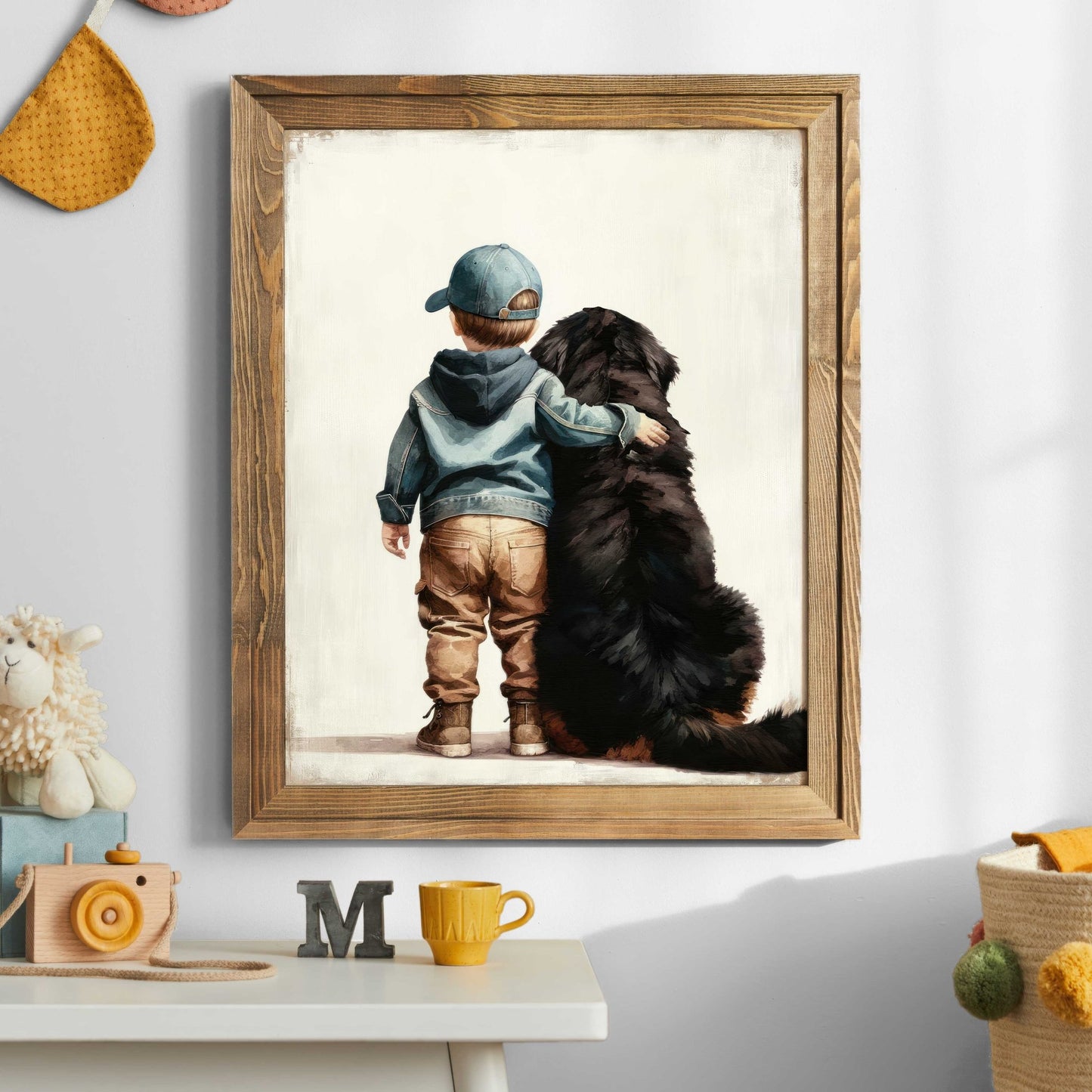 Bernese Mountain Dog Art, Boy's Room Decor, Toddler Wall Print - WildfieldPrints