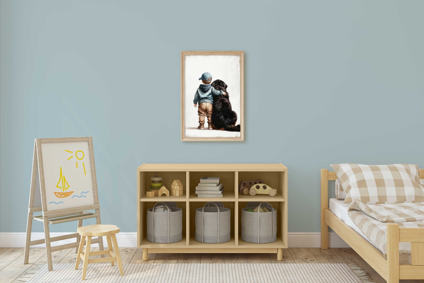 Bernese Mountain Dog Art, Boy's Room Decor, Toddler Wall Print - WildfieldPrints
