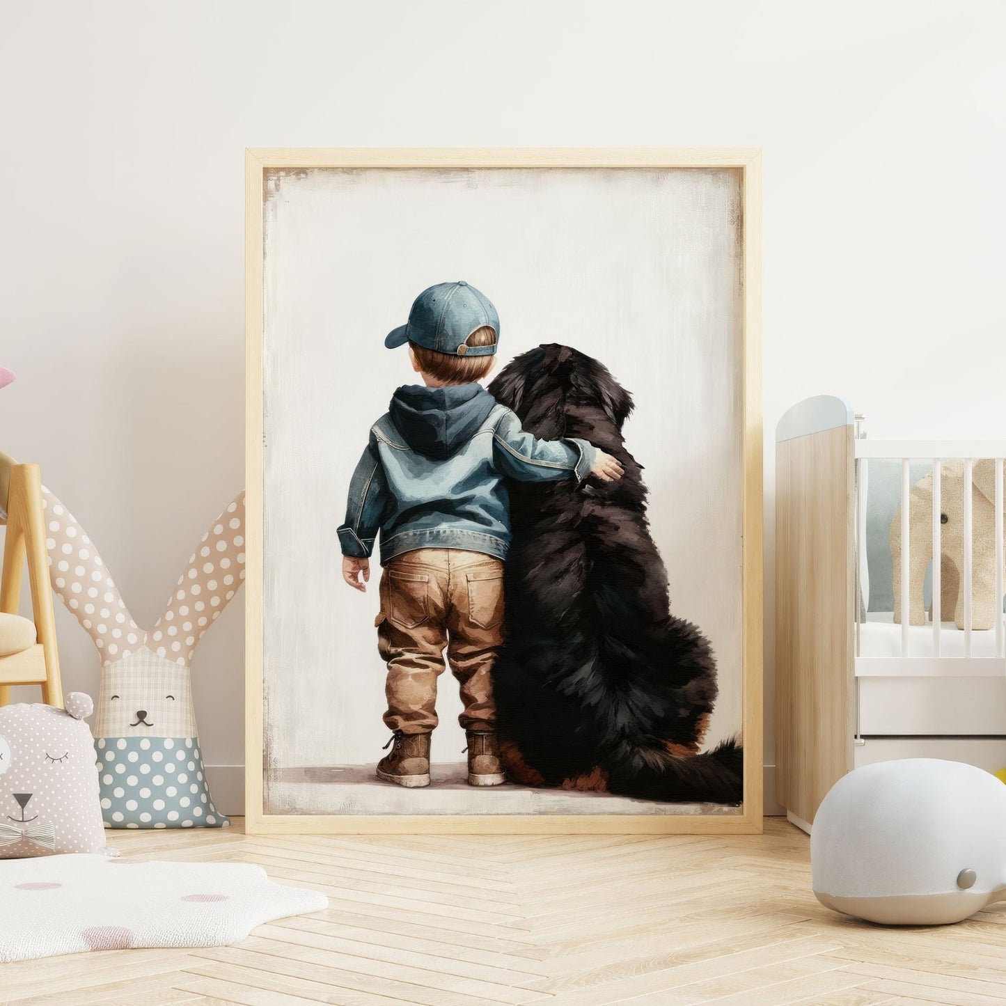 Bernese Mountain Dog Art, Boy's Room Decor, Toddler Wall Print - WildfieldPrints