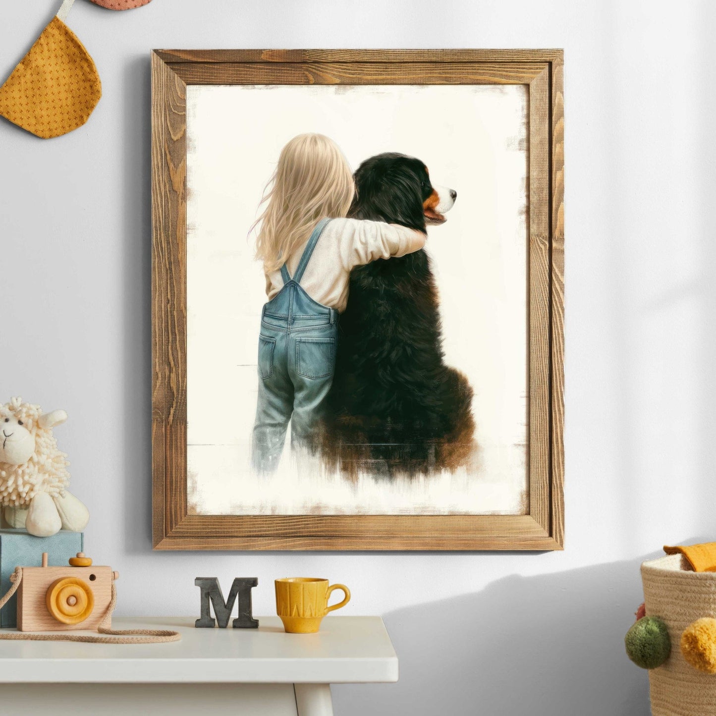 Bernese Mountain Dog Nursery Decor, Dog Wall Art for Girls Room - WildfieldPrints