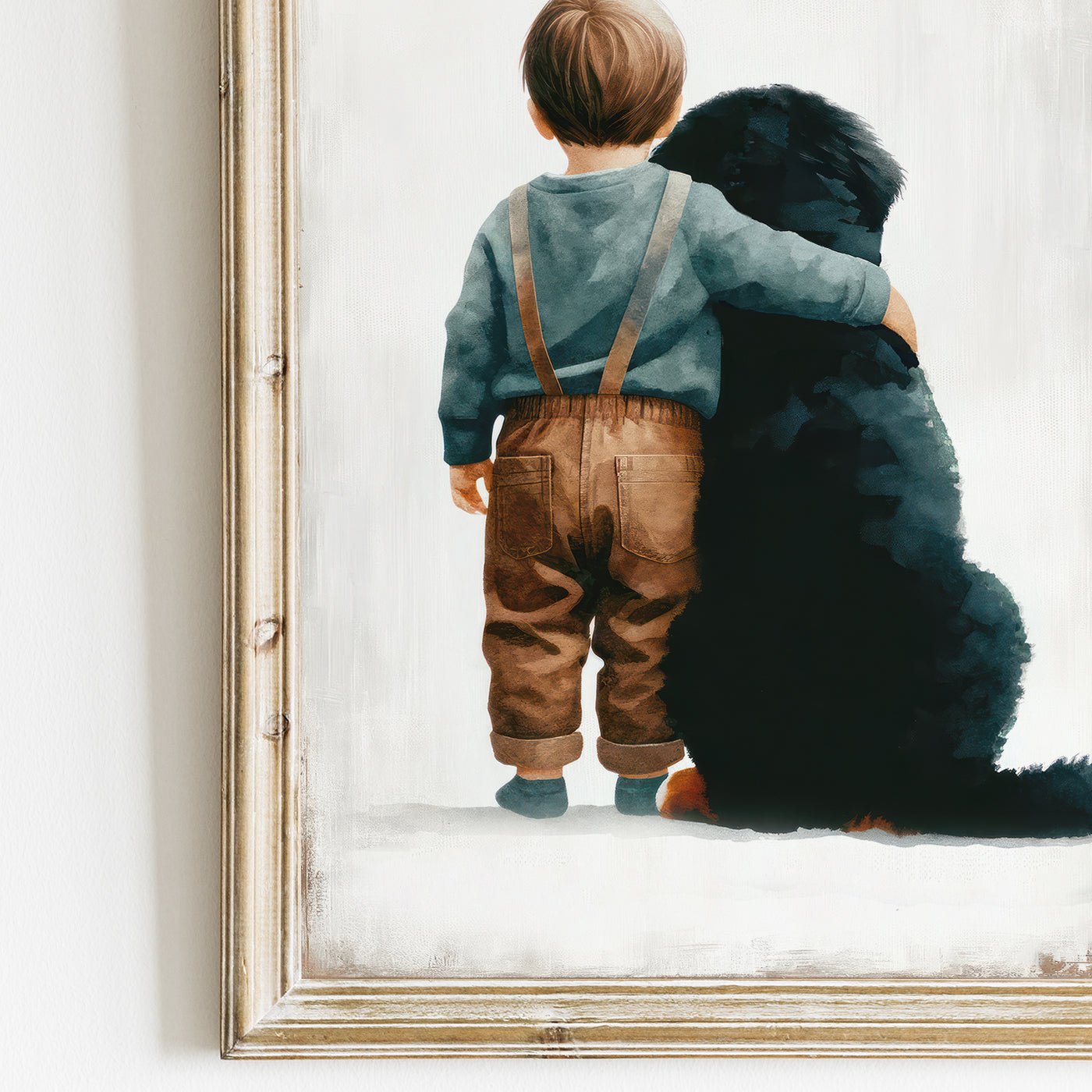 Bernese Mountain Nursery Print, Boy & Dog Room Decor, Toddler Art - WildfieldPrints