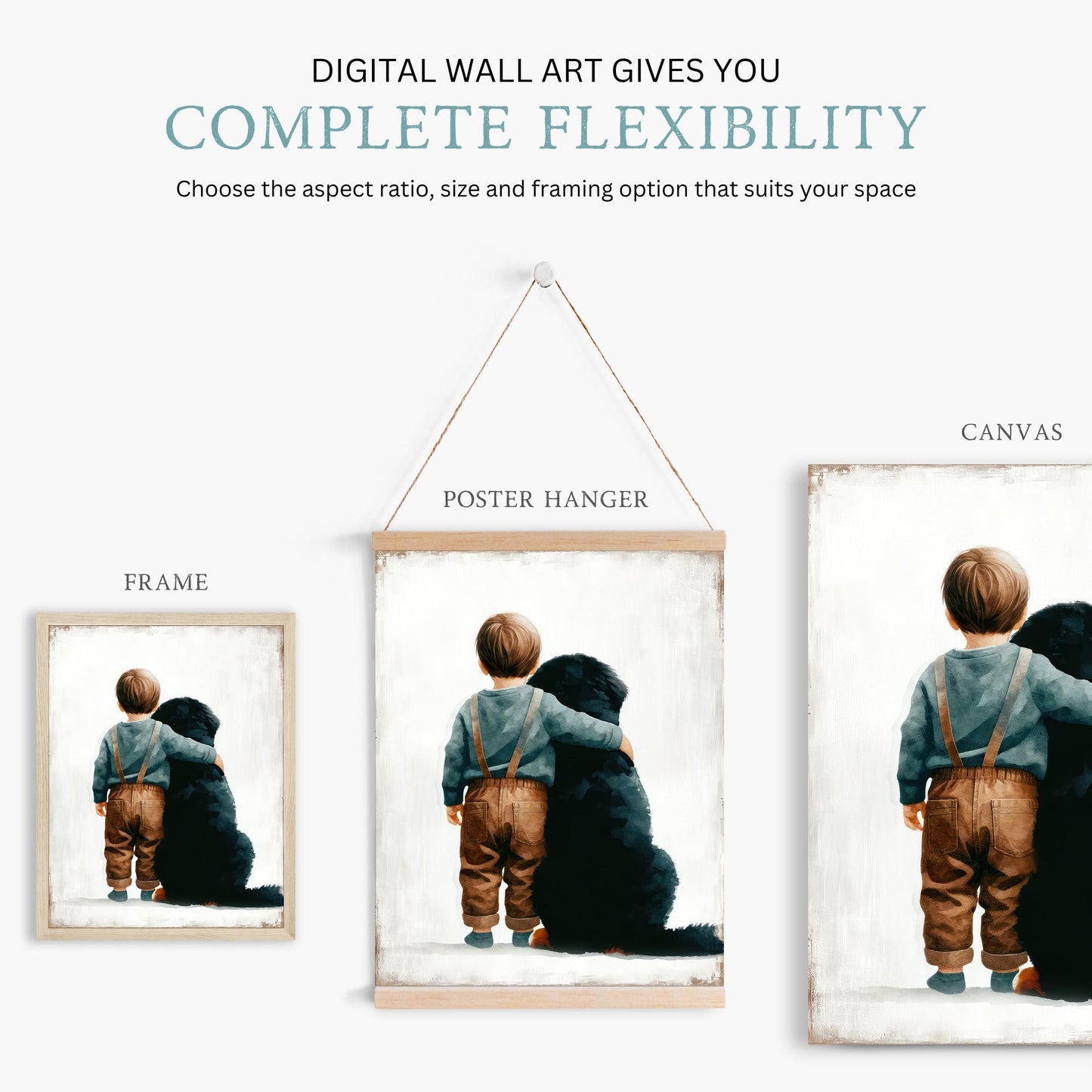 Bernese Mountain Nursery Print, Boy & Dog Room Decor, Toddler Art - WildfieldPrints