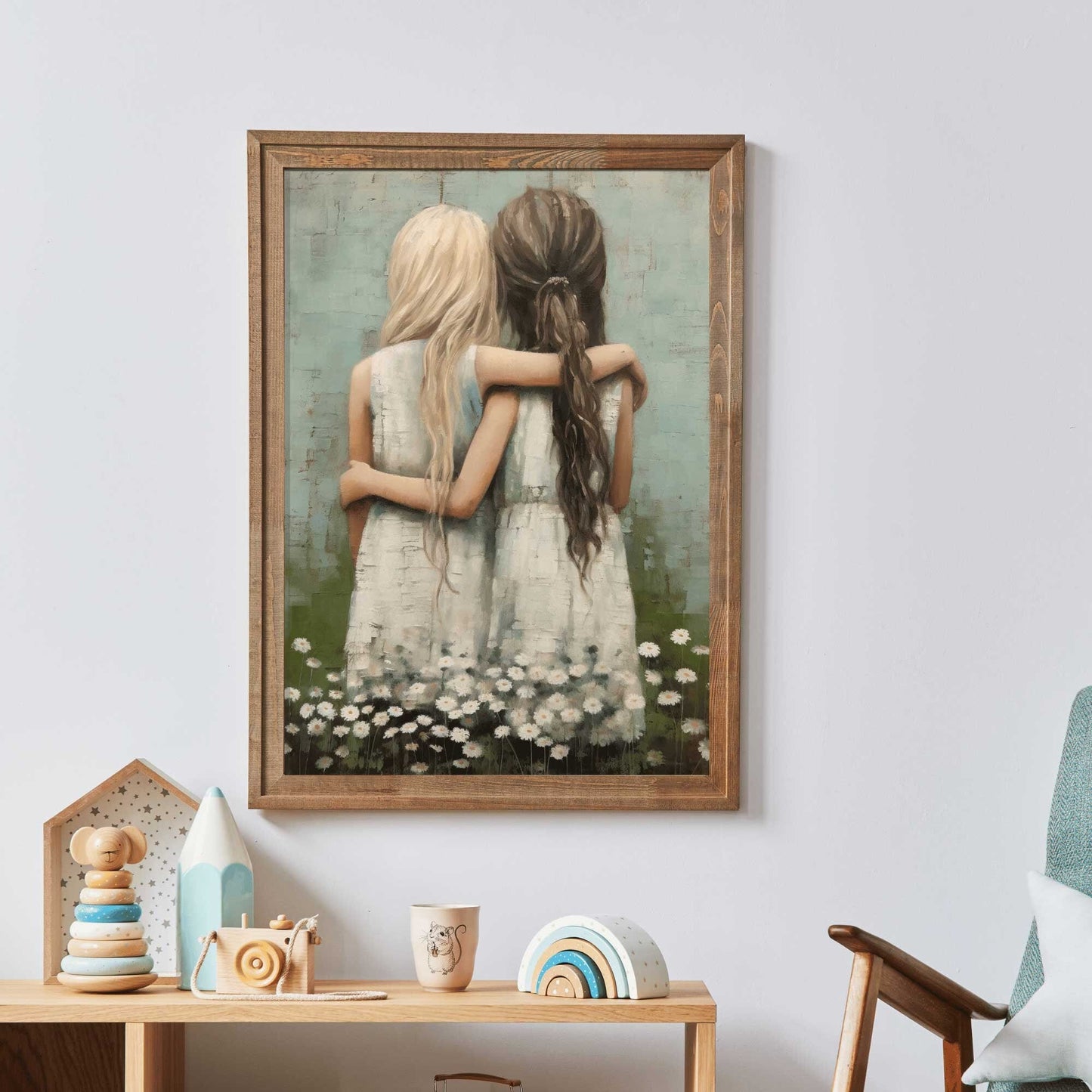 Best Friends Prints, Vintage Girls Room Decor, Unique Friendship Art - WildfieldPrints