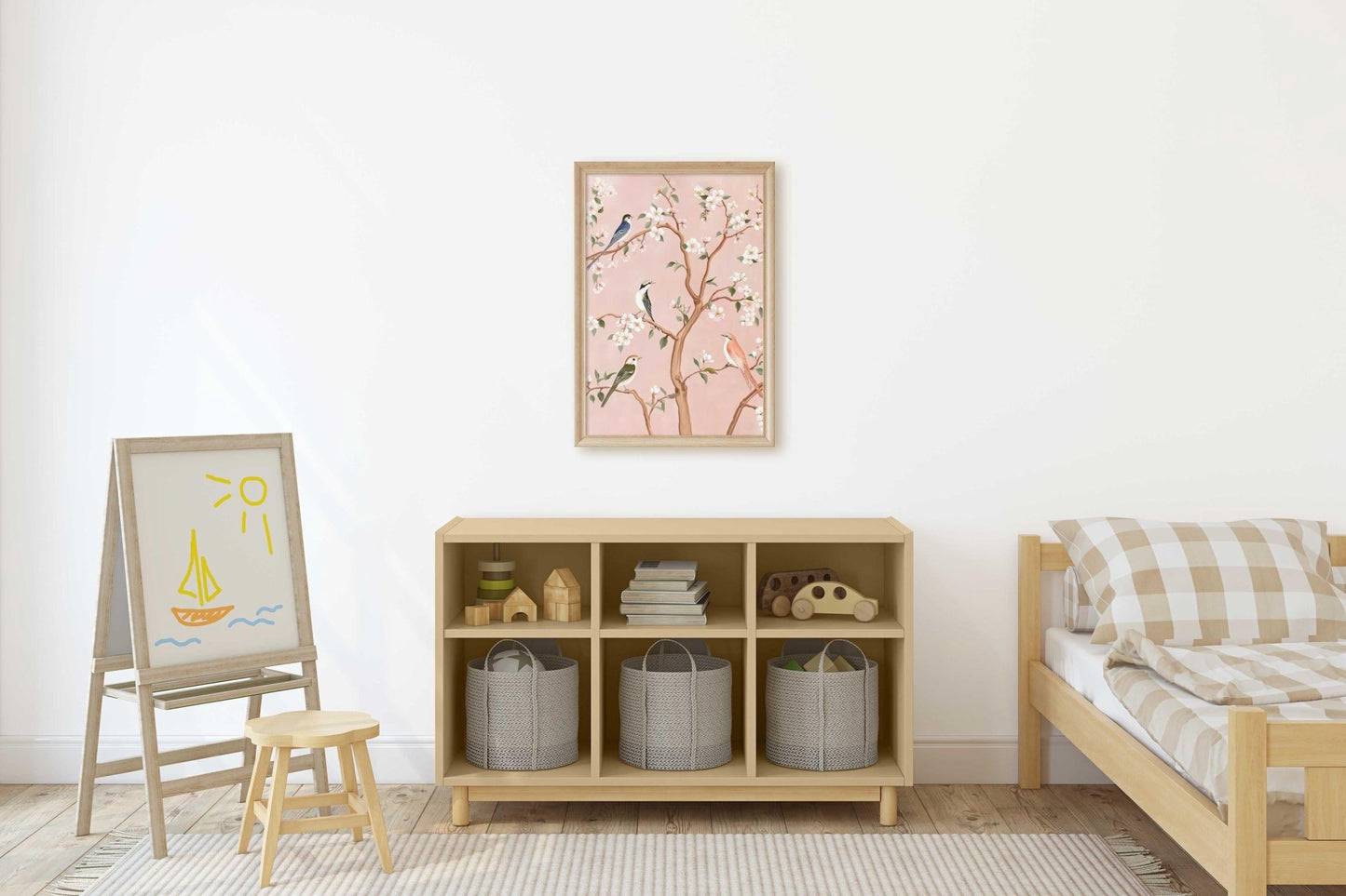 Bird Nursery Wall Art, Colorful Bedroom Decor, Tree and Farmhouse Design - WildfieldPrints