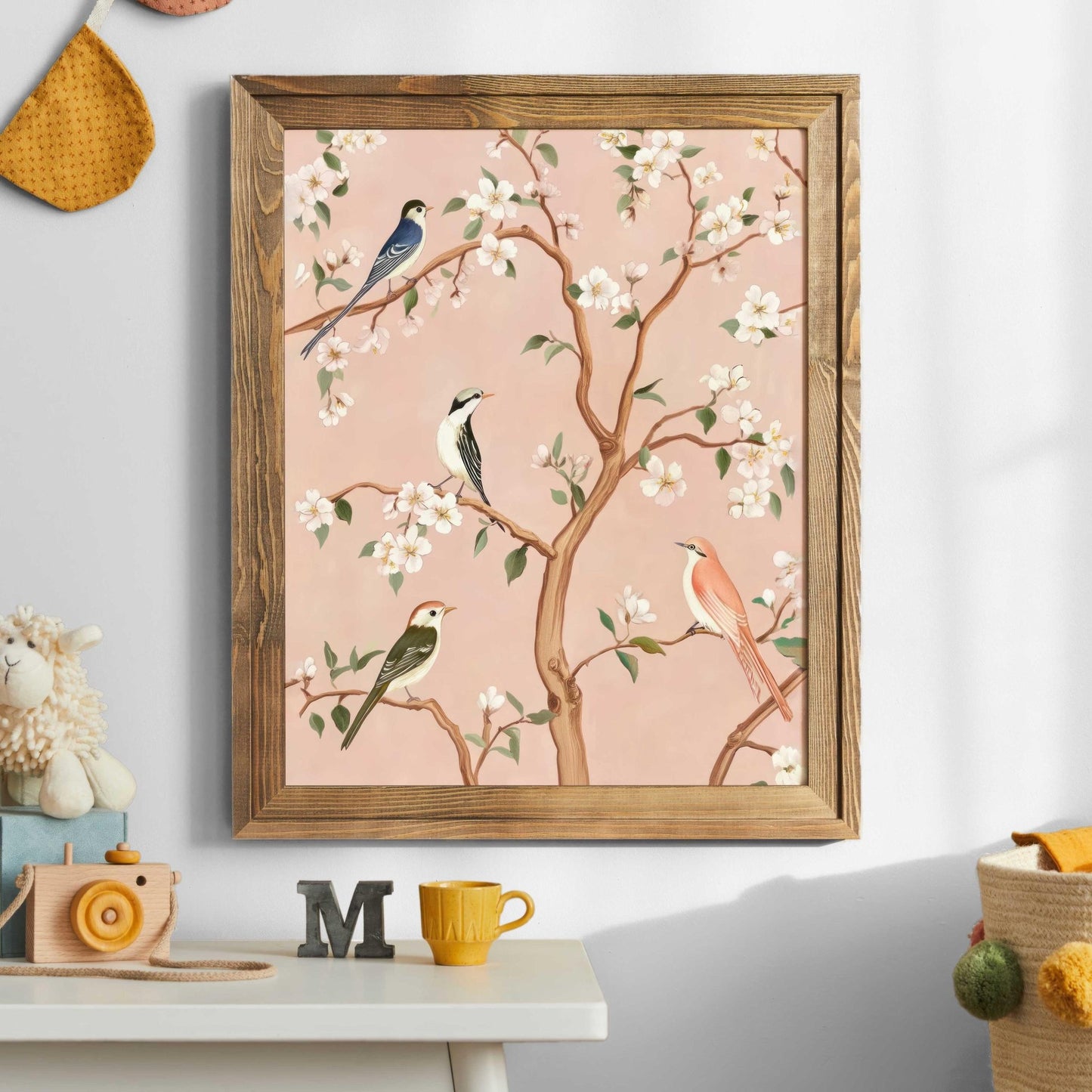 Bird Nursery Wall Art, Colorful Bedroom Decor, Tree and Farmhouse Design - WildfieldPrints