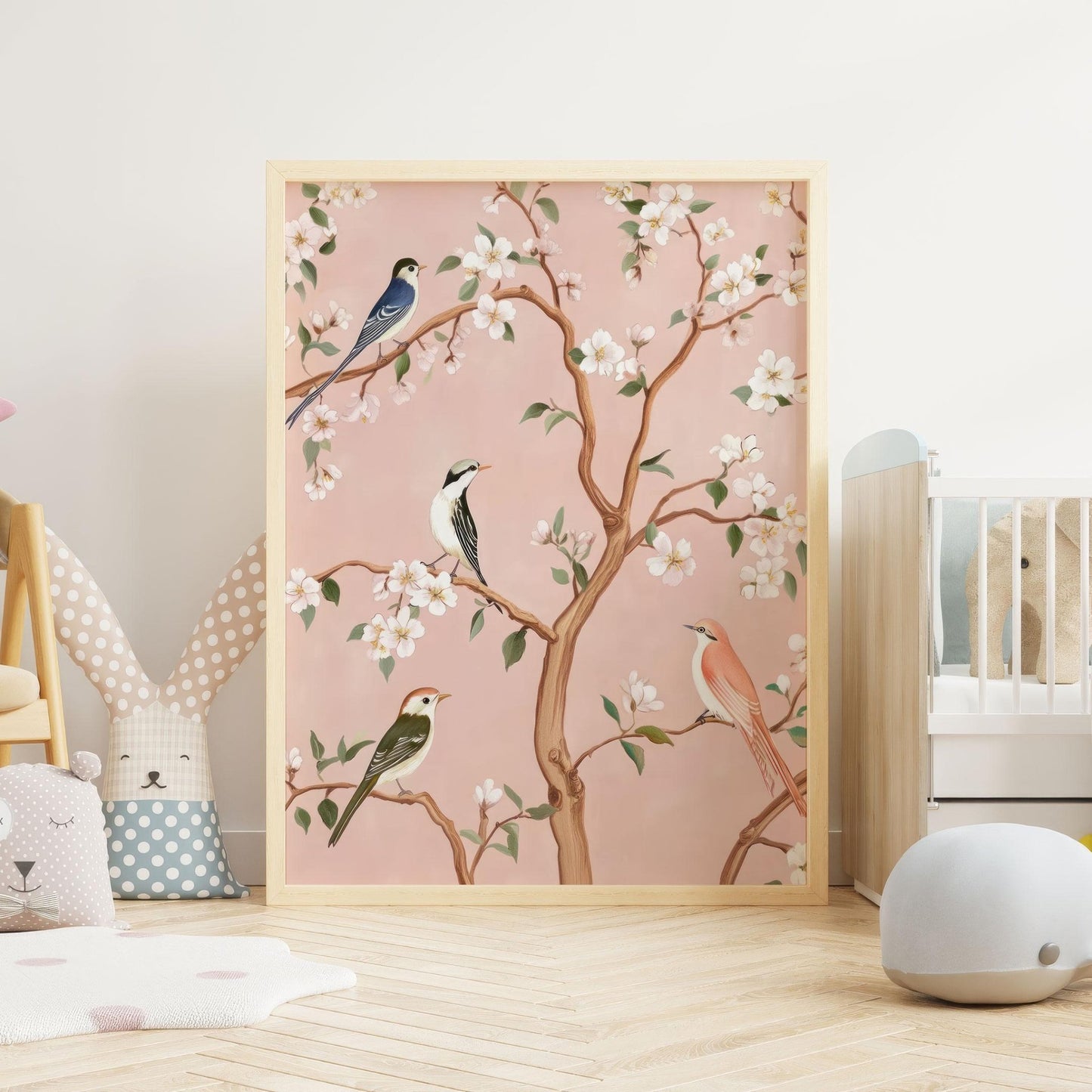 Bird Nursery Wall Art, Colorful Bedroom Decor, Tree and Farmhouse Design - WildfieldPrints