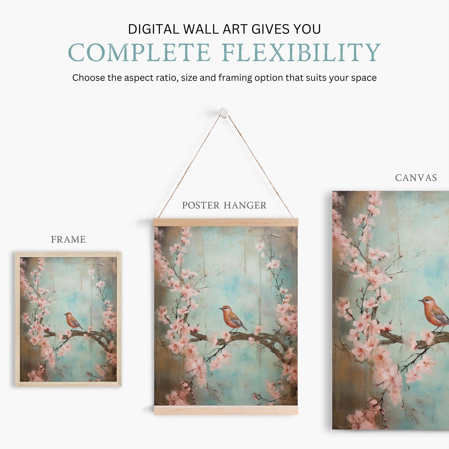 Bird Wall Art, Rustic Home Decor, Nature Print, Vintage Botanical Design - WildfieldPrints
