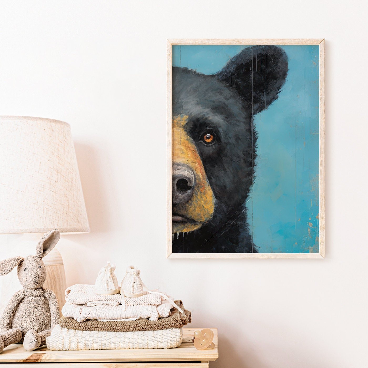Black Bear Nursery Decor, Forest Animal Wall Art, Kids Room Decor - WildfieldPrints