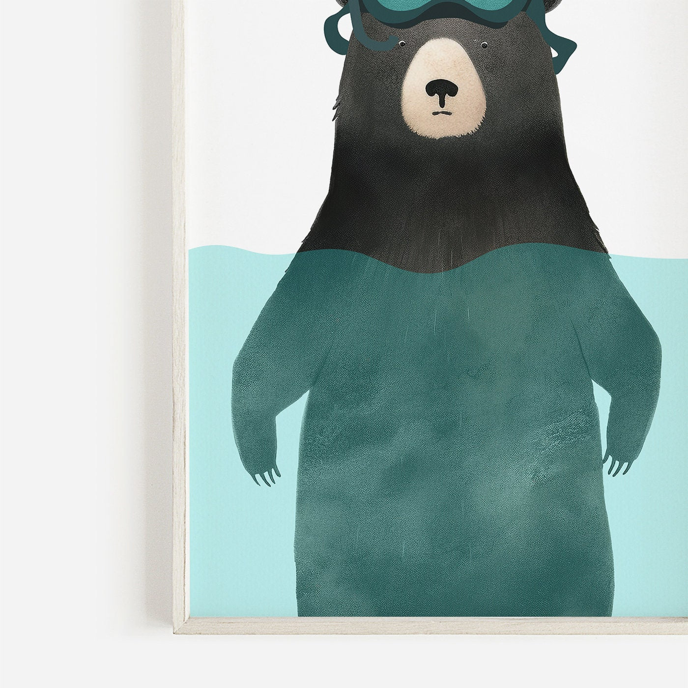 Black Bear Nursery Decor, Woodland Animal Print, Kids Room Wall Art - WildfieldPrints