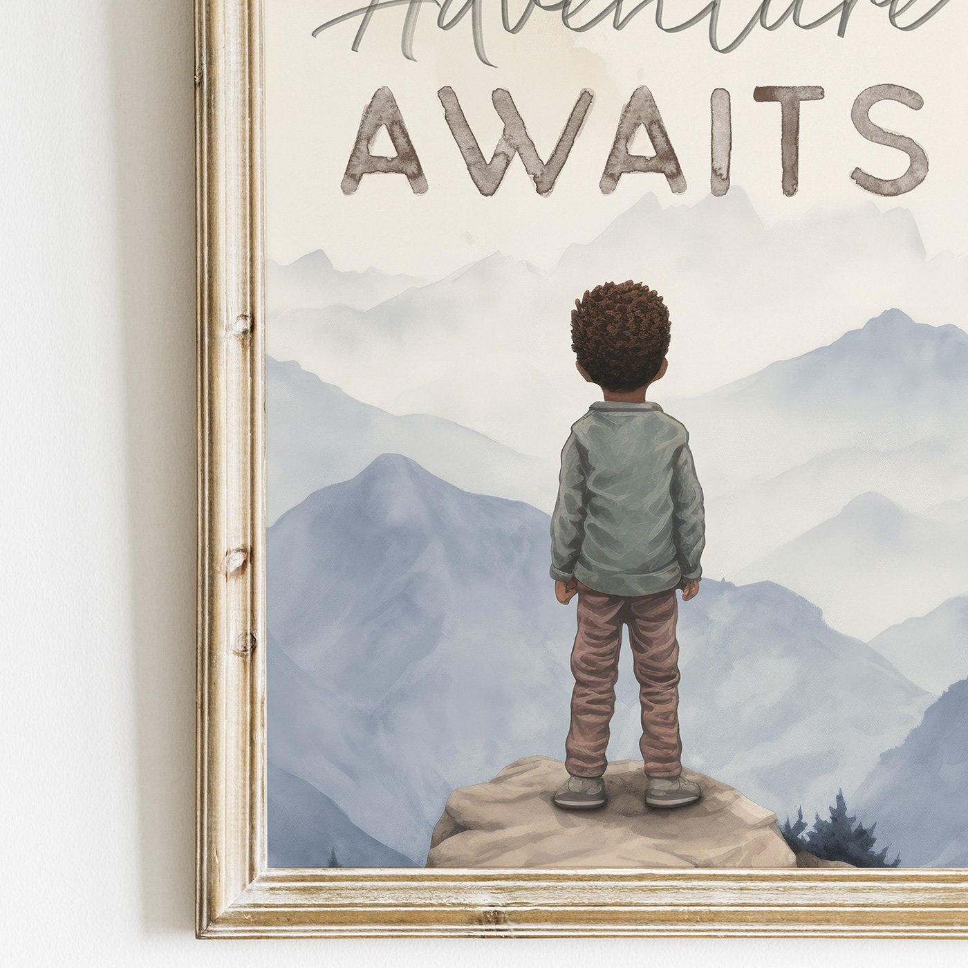 Black Boy Adventure Prints, Hot Air Balloons Decor for Kids - WildfieldPrints