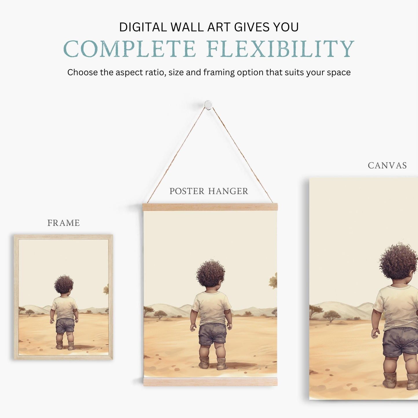 Black Boy Art, Safari Animal Nursery Decor, Elephant & Lion Wall Art - WildfieldPrints