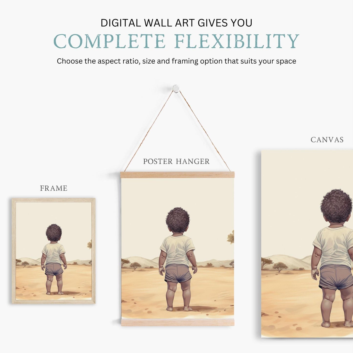 Black Boy Safari Prints, African - American Nursery Decor, Elephant & Lion Art - WildfieldPrints