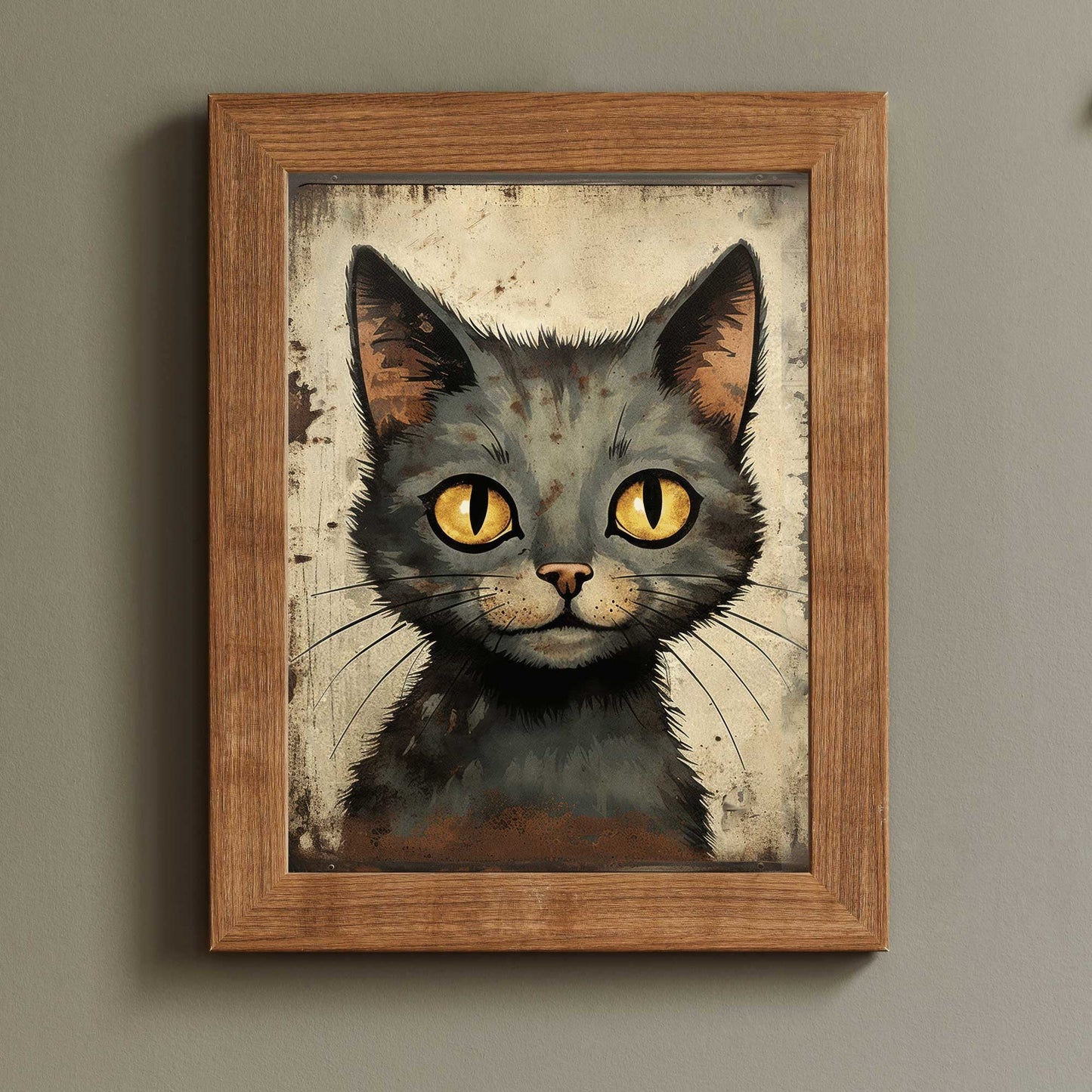 Black Cat Art Print, Whimsical Kitten Decor, Vintage Animal Illustration - WildfieldPrints