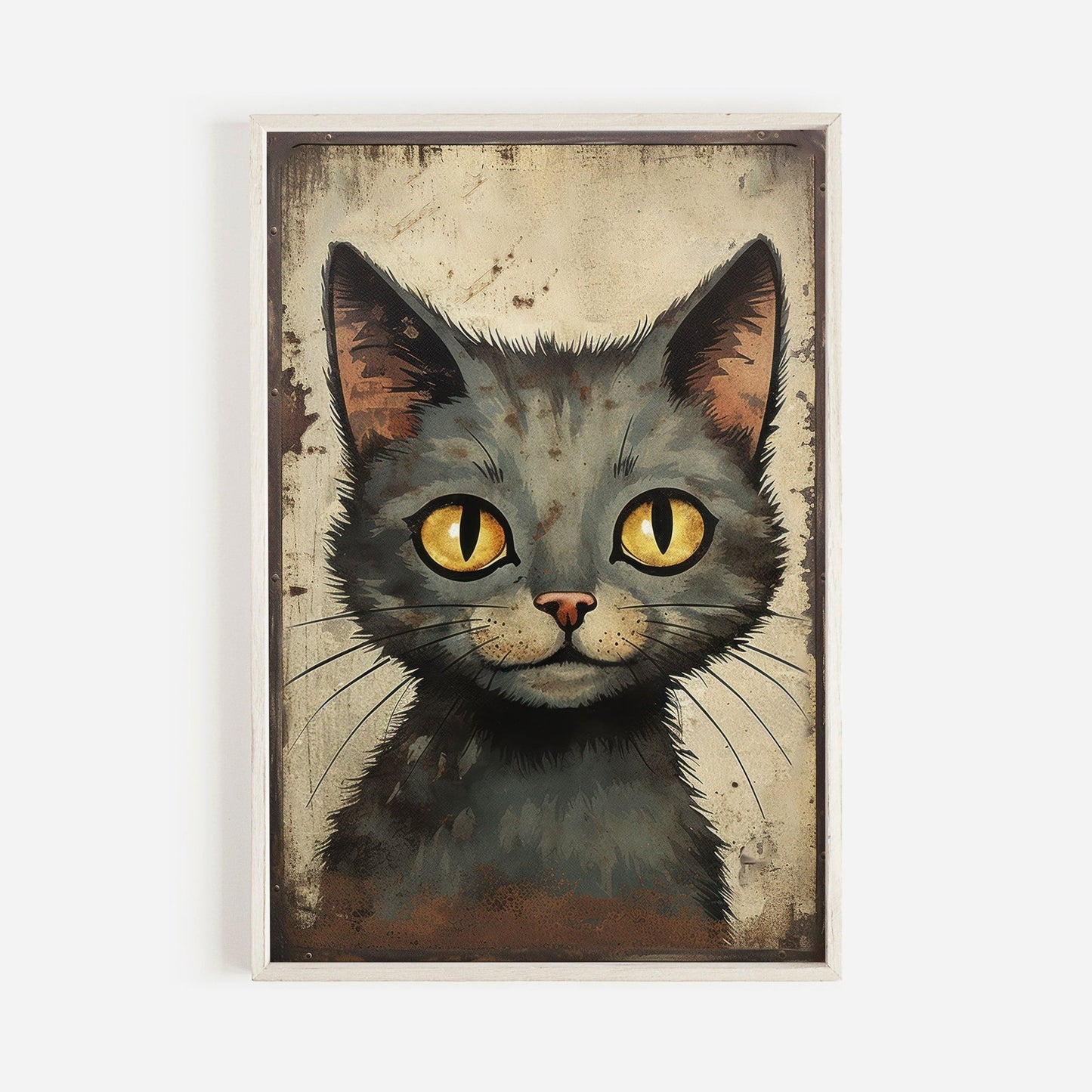 Black Cat Art Print, Whimsical Kitten Decor, Vintage Animal Illustration - WildfieldPrints