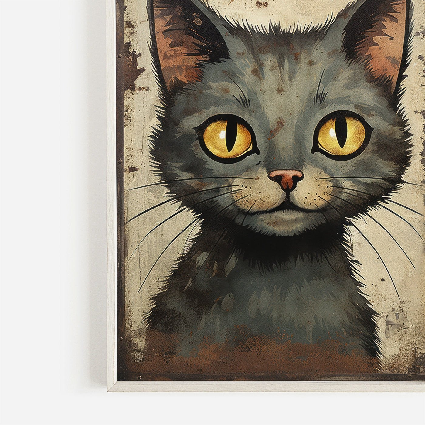 Black Cat Art Print, Whimsical Kitten Decor, Vintage Animal Illustration - WildfieldPrints