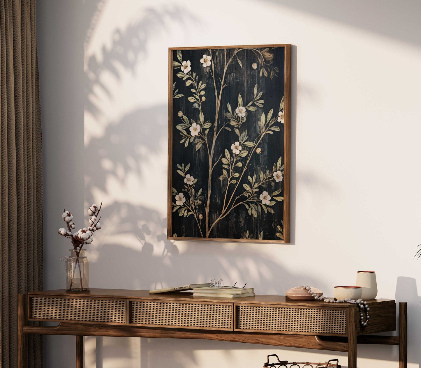 Black Floral Prints, Vintage Farmhouse Wall Art, Elegant Flower Decor - WildfieldPrints