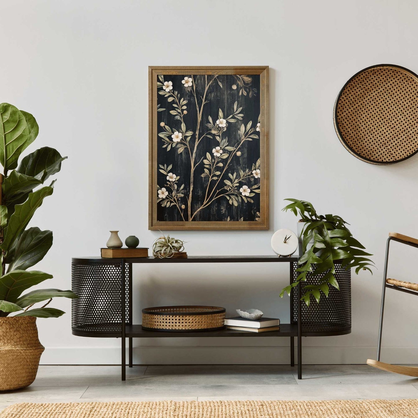 Black Floral Prints, Vintage Farmhouse Wall Art, Elegant Flower Decor - WildfieldPrints