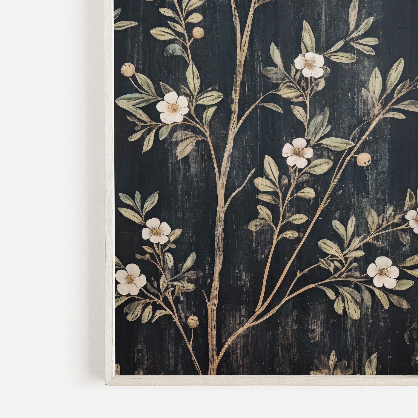 Black Floral Prints, Vintage Farmhouse Wall Art, Elegant Flower Decor - WildfieldPrints
