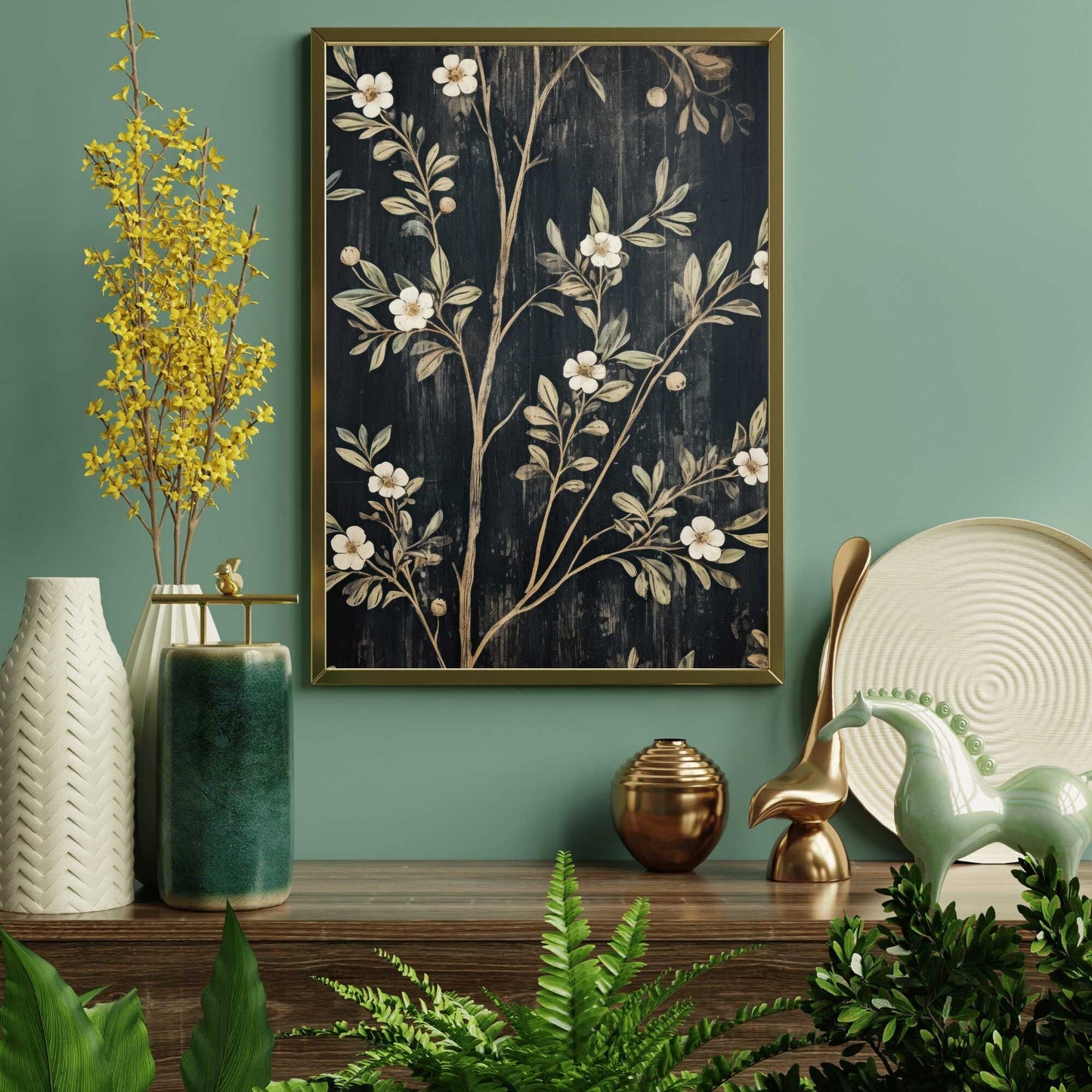 Black Floral Prints, Vintage Farmhouse Wall Art, Elegant Flower Decor - WildfieldPrints