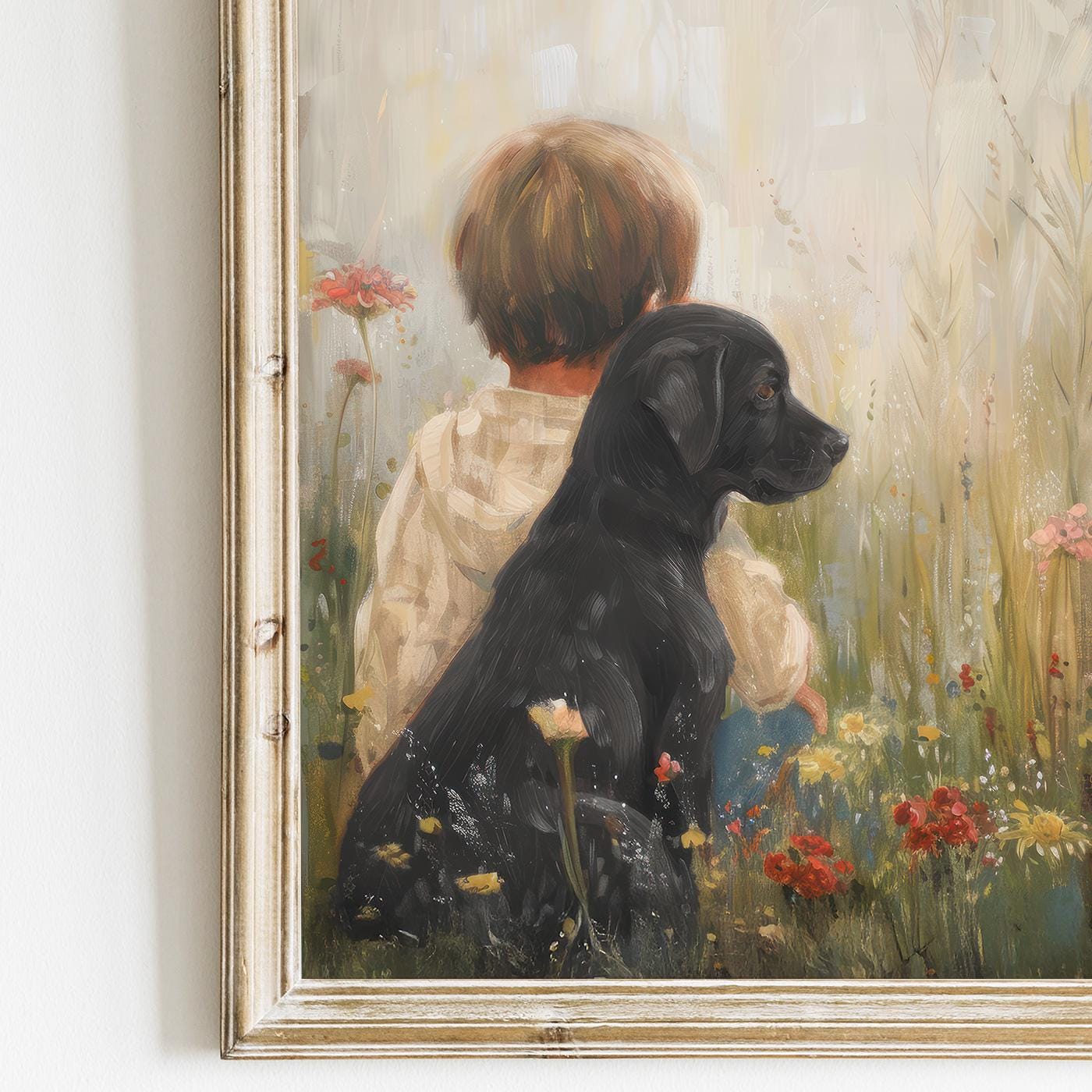 Black Lab Print, Labrador Puppy Art for Nursery, Dog - Themed Decor - WildfieldPrints