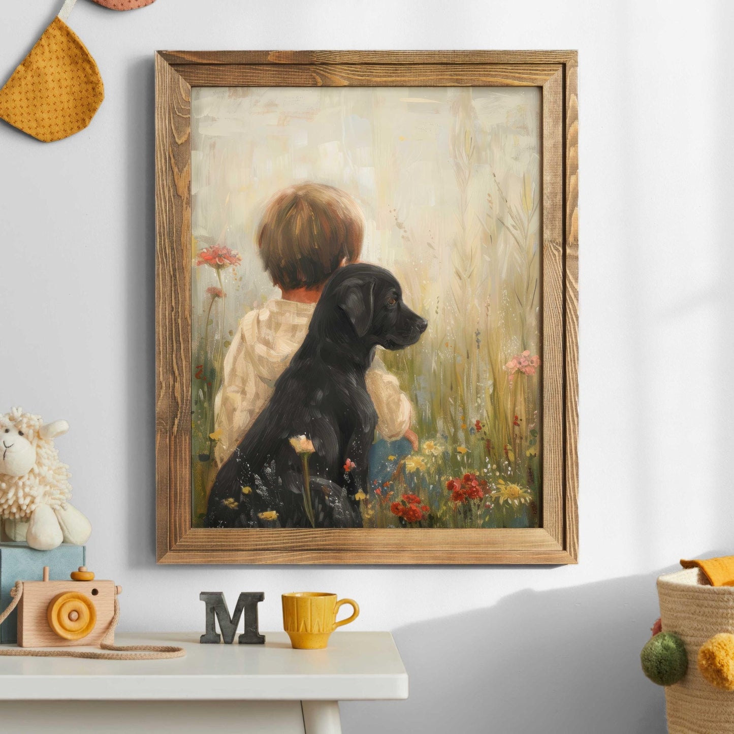 Black Lab Print, Labrador Puppy Art for Nursery, Dog - Themed Decor - WildfieldPrints