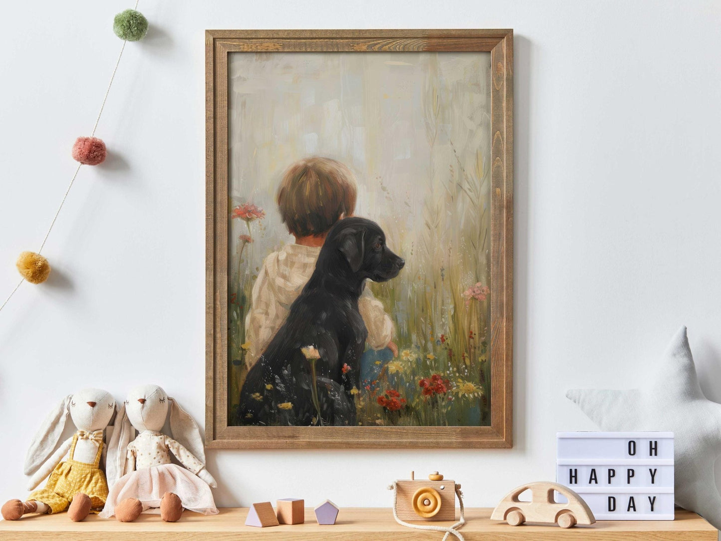 Black Lab Print, Labrador Puppy Art for Nursery, Dog - Themed Decor - WildfieldPrints