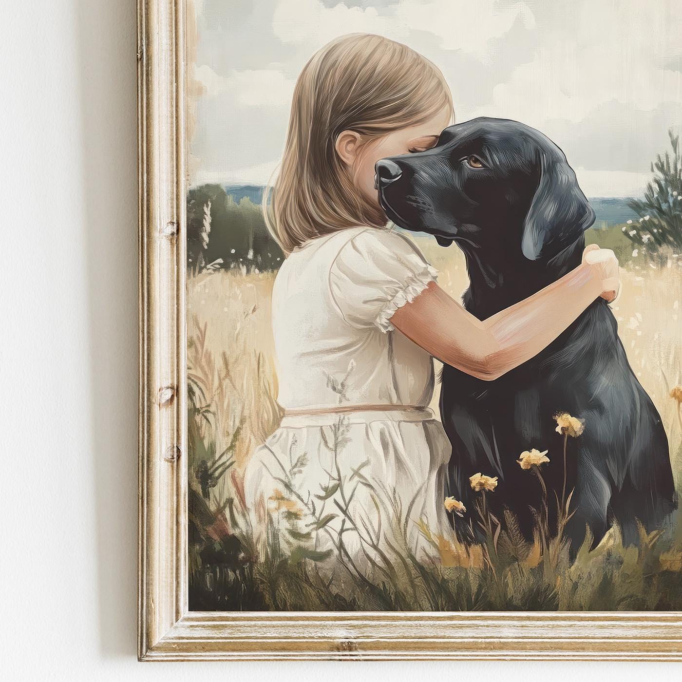 Black Lab Wall Art, Dog Nursery Decor, Girls Room Accent - WildfieldPrints