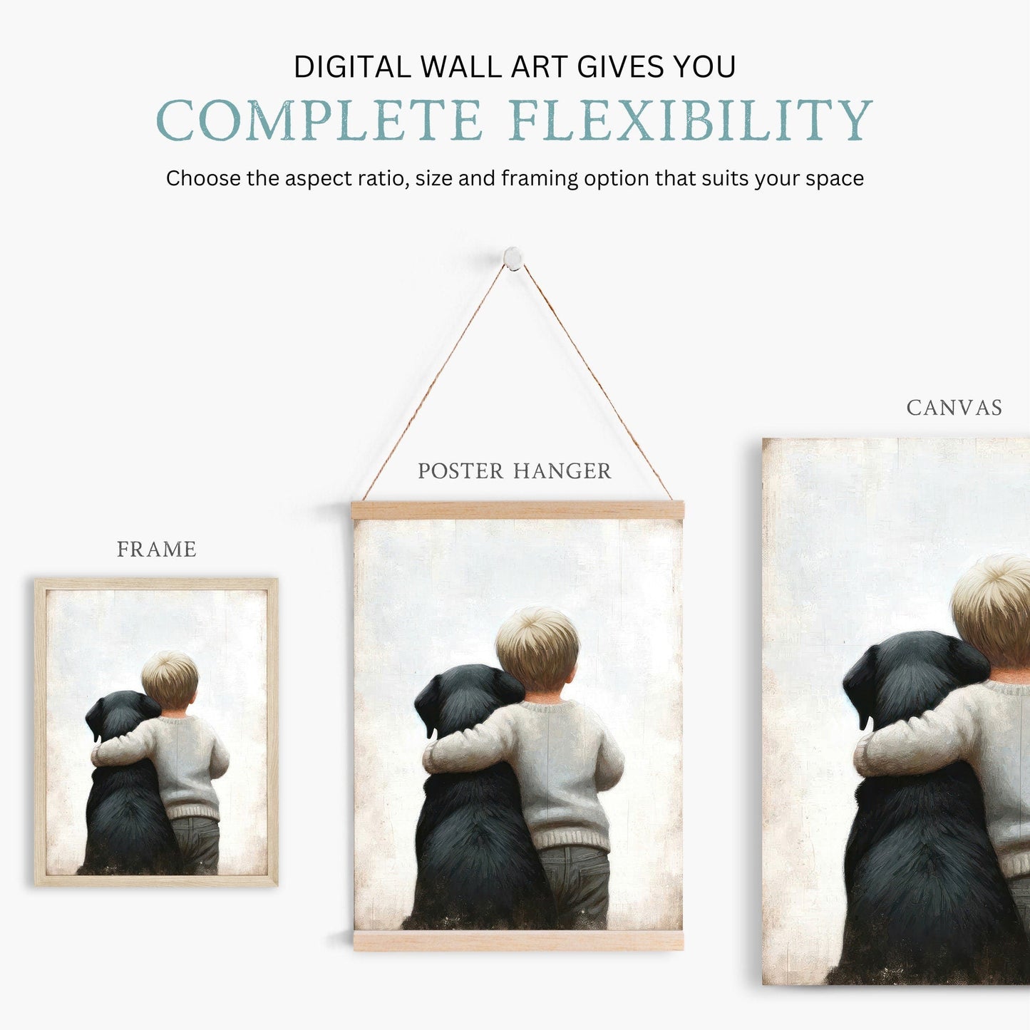 Black Labrador Nursery Decor, Boy & Dog Painting, Puppy Wall Art - WildfieldPrints