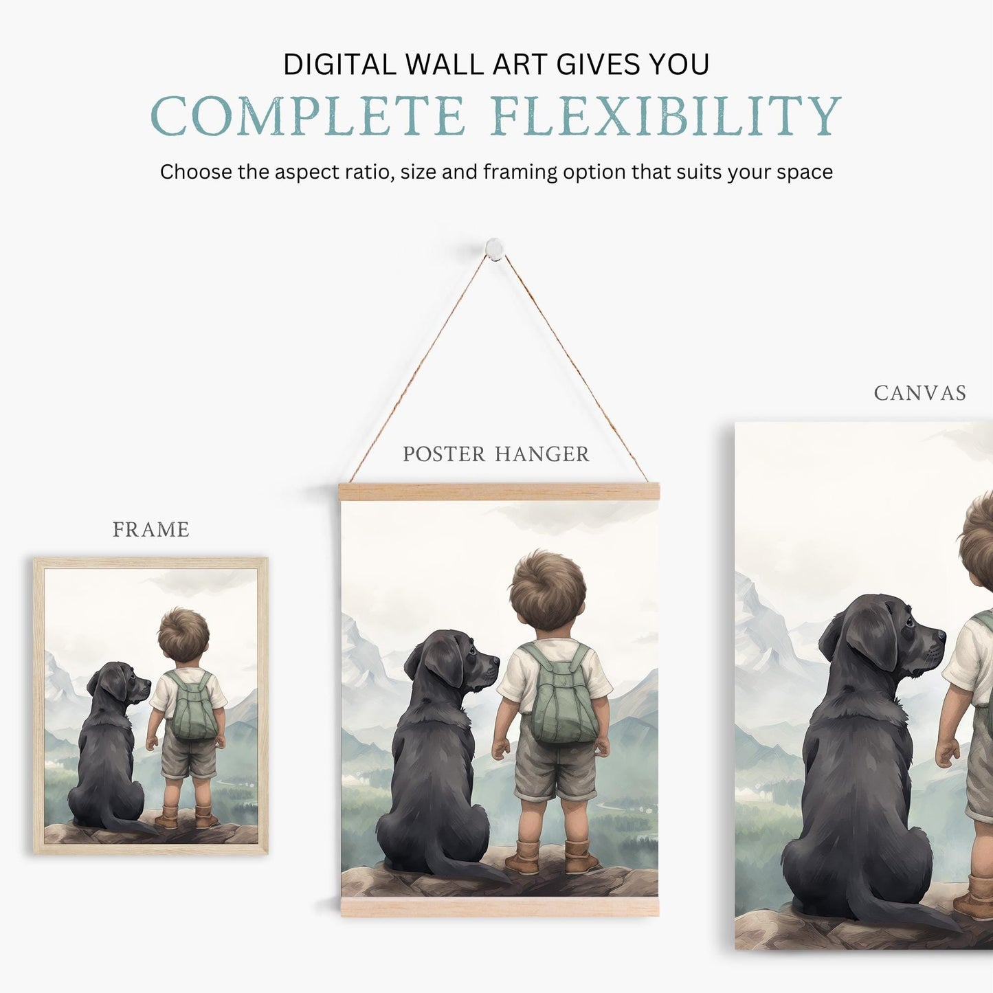 Black Labrador Prints, Boy & Dog Nursery Decor, Labrador Wall Art - WildfieldPrints