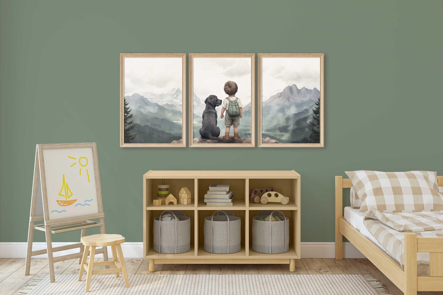 Black Labrador Prints, Boy & Dog Nursery Decor, Labrador Wall Art - WildfieldPrints