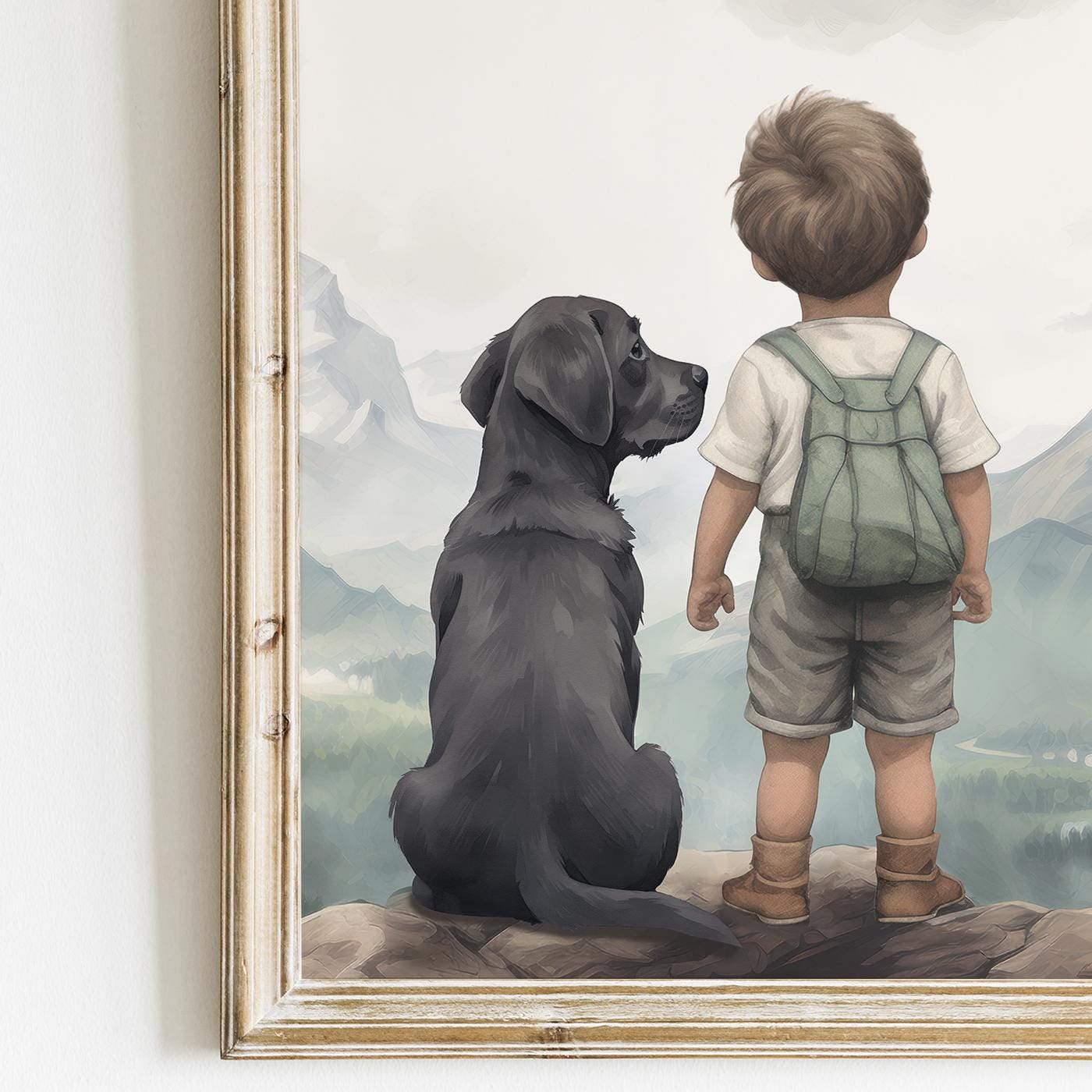 Black Labrador Prints, Boy & Dog Nursery Decor, Labrador Wall Art - WildfieldPrints
