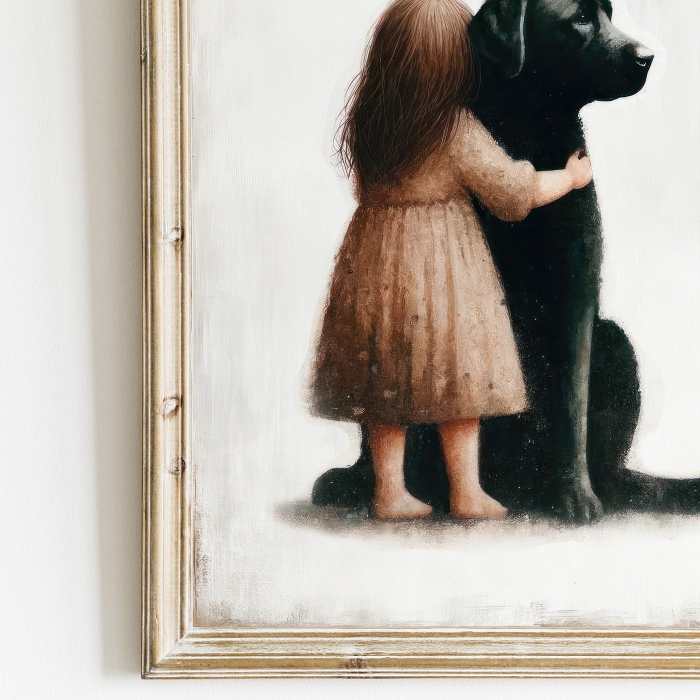 Black Labrador Retriever Nursery Decor, Girl & Dog Art Print, Puppy Wall Art - WildfieldPrints